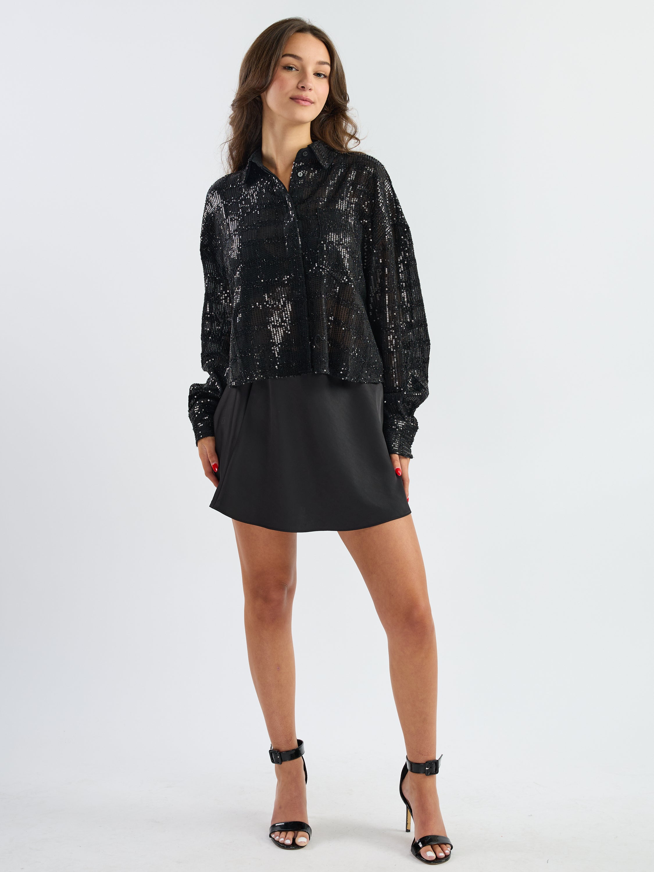 Only Darina Long-Sleeve Sequin Woven Shirt