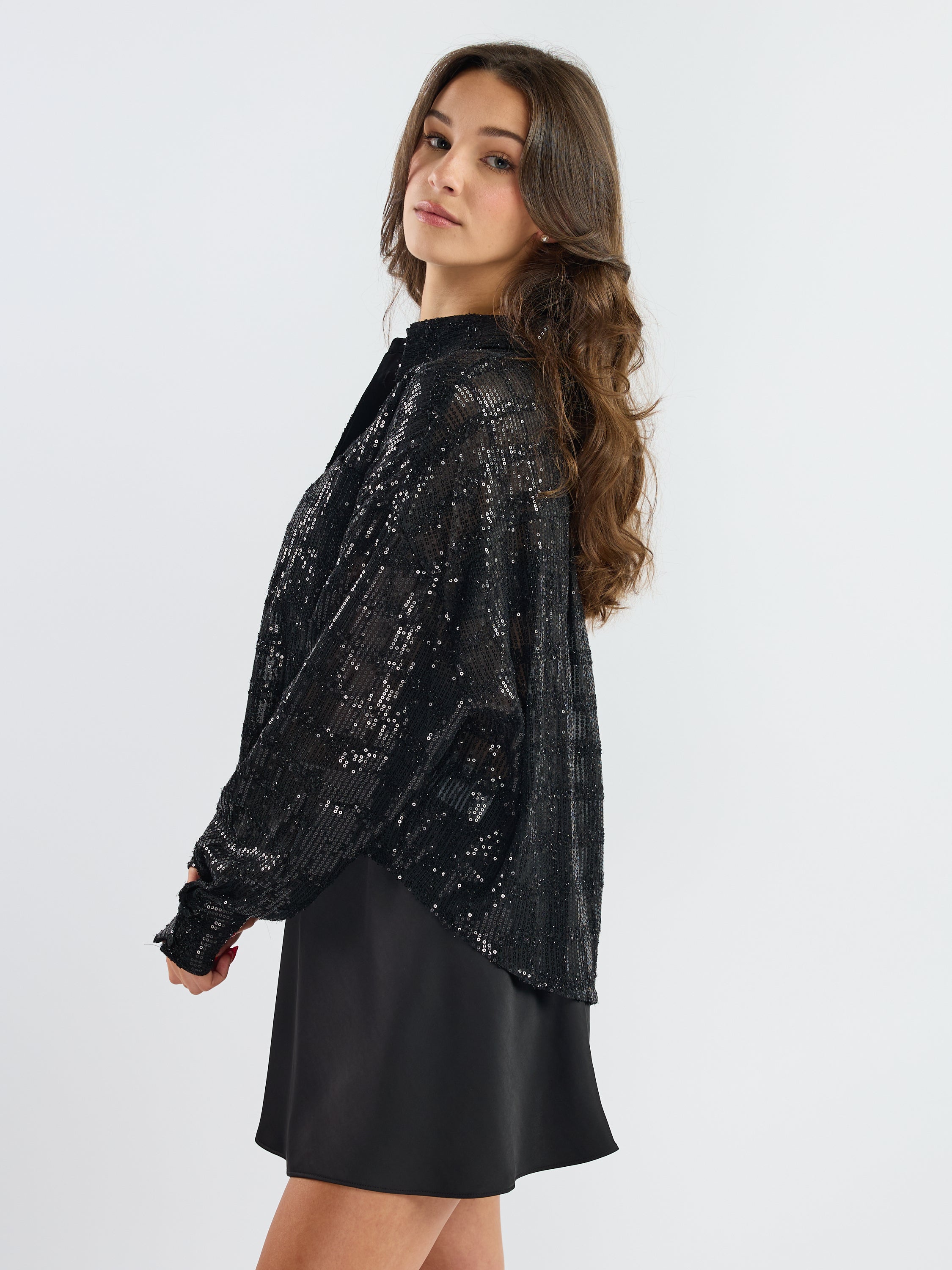 Only Darina Long-Sleeve Sequin Woven Shirt