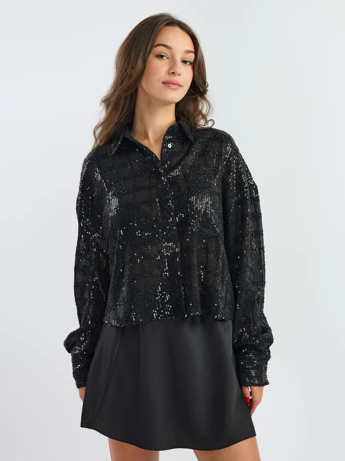 Only Darina Long-Sleeve Sequin Woven Shirt