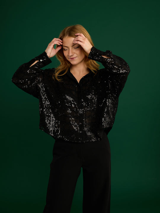 Only Darina Long-Sleeve Sequin Woven Shirt