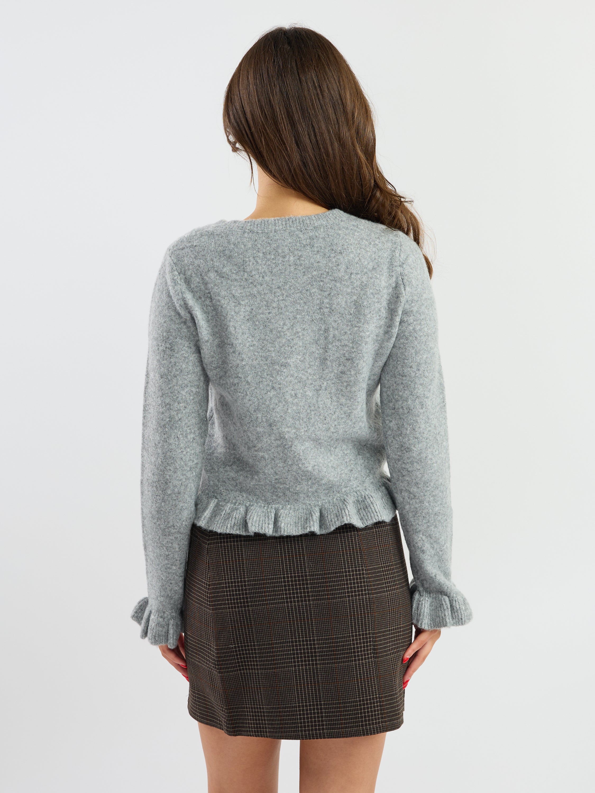 Only Rima Long-Sleeve Frill Button Cardigan