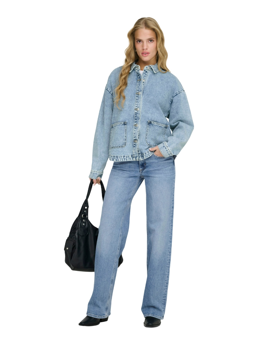 Only Lara Long Sleeve Denim Shacket – Pseudio