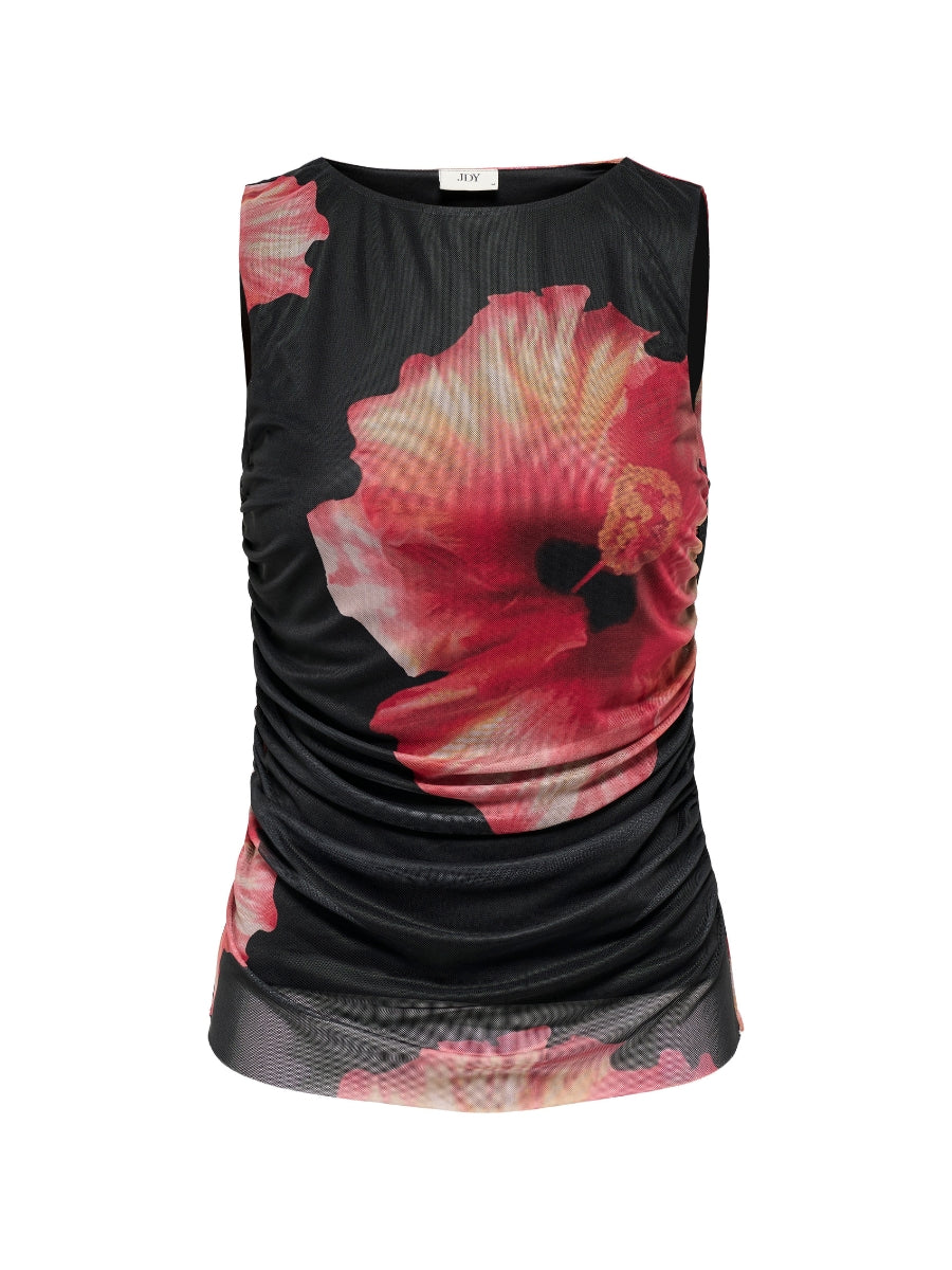 Lea Sleeveless Mesh Ruched Top