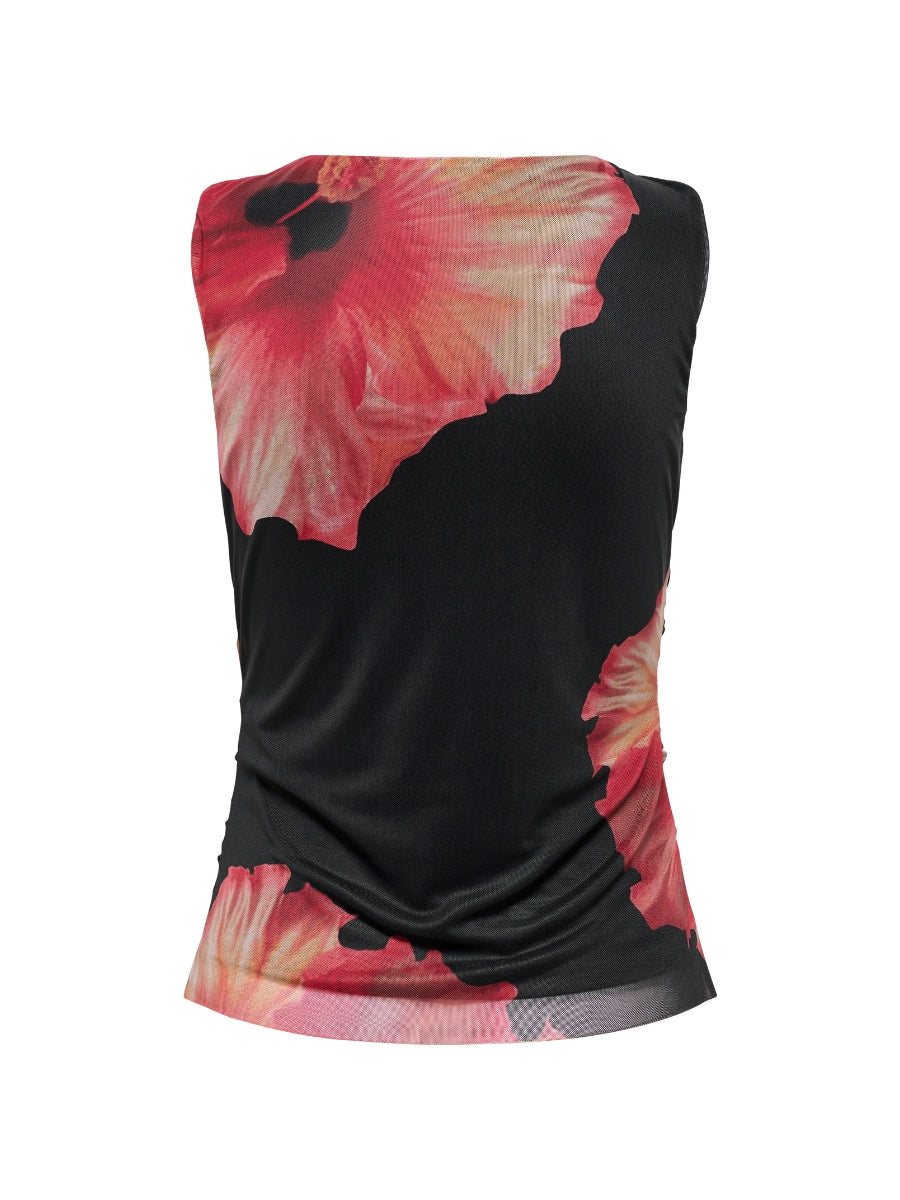 Lea Sleeveless Mesh Ruched Top