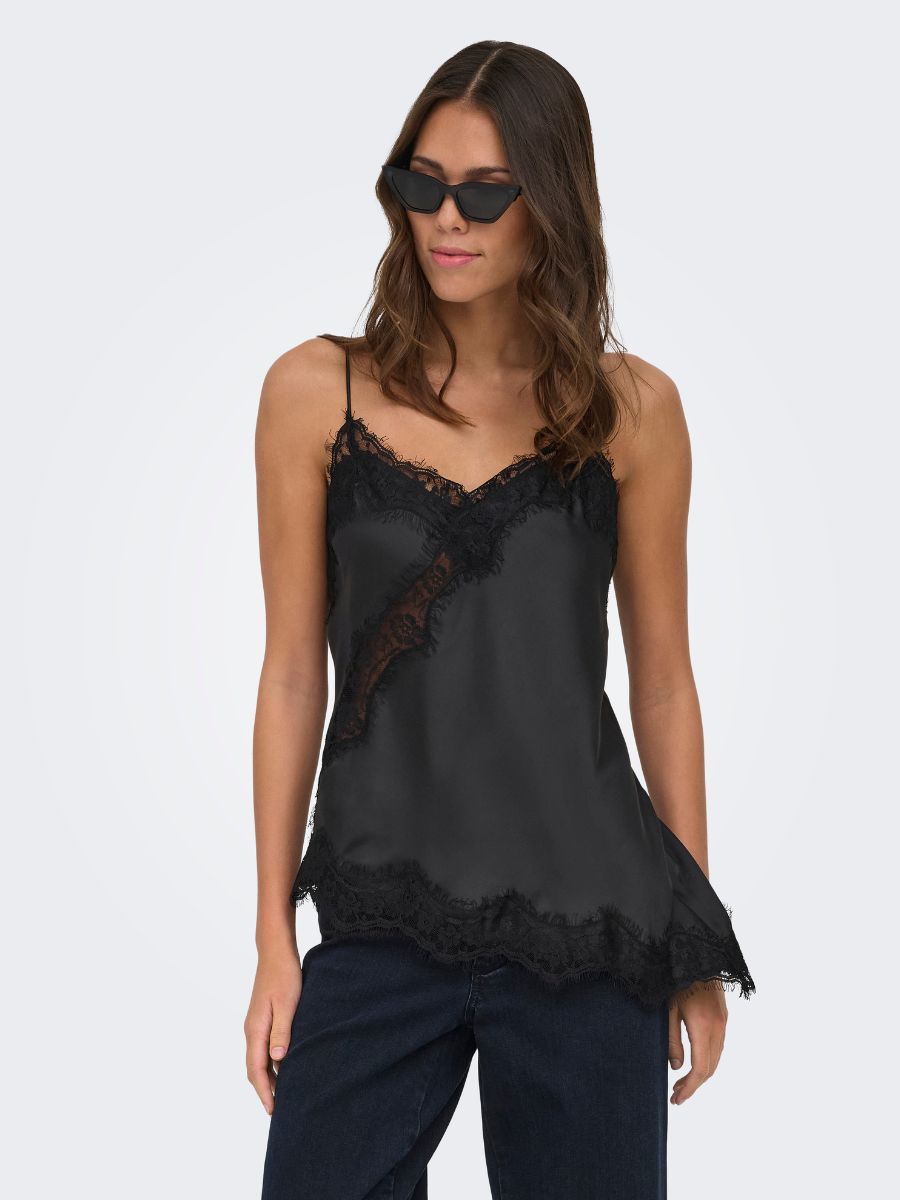 Fifi Asymmetrical Lace Singlet Top