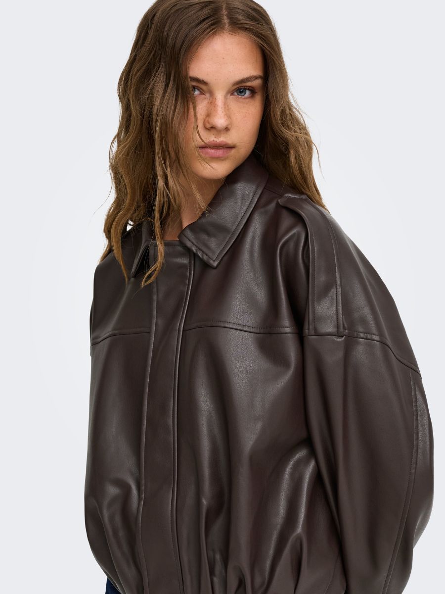 ONLY Moon-Neli Faux Leather Bomber Jacket