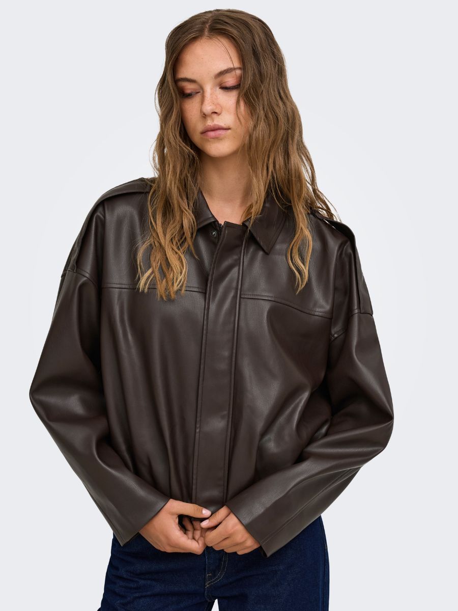 ONLY Moon-Neli Faux Leather Bomber Jacket