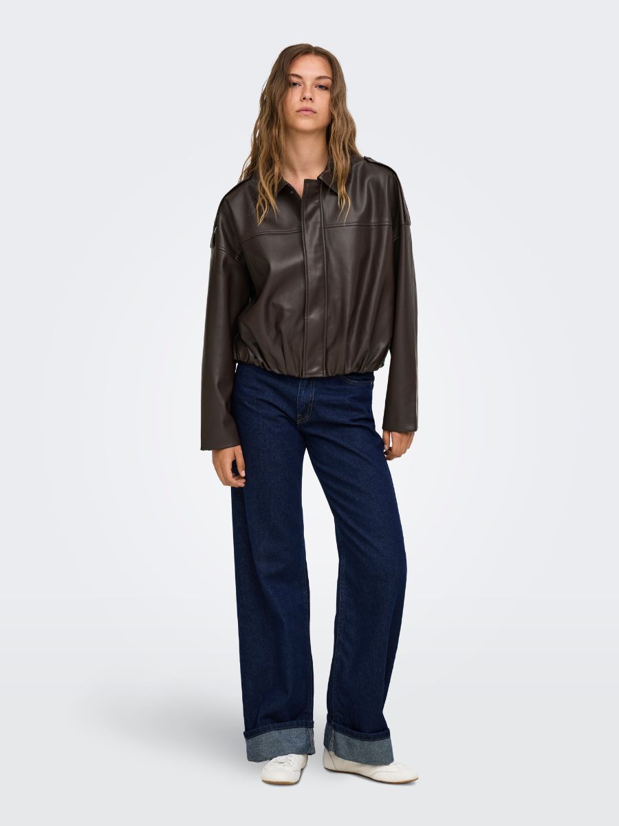 ONLY Moon-Neli Faux Leather Bomber Jacket