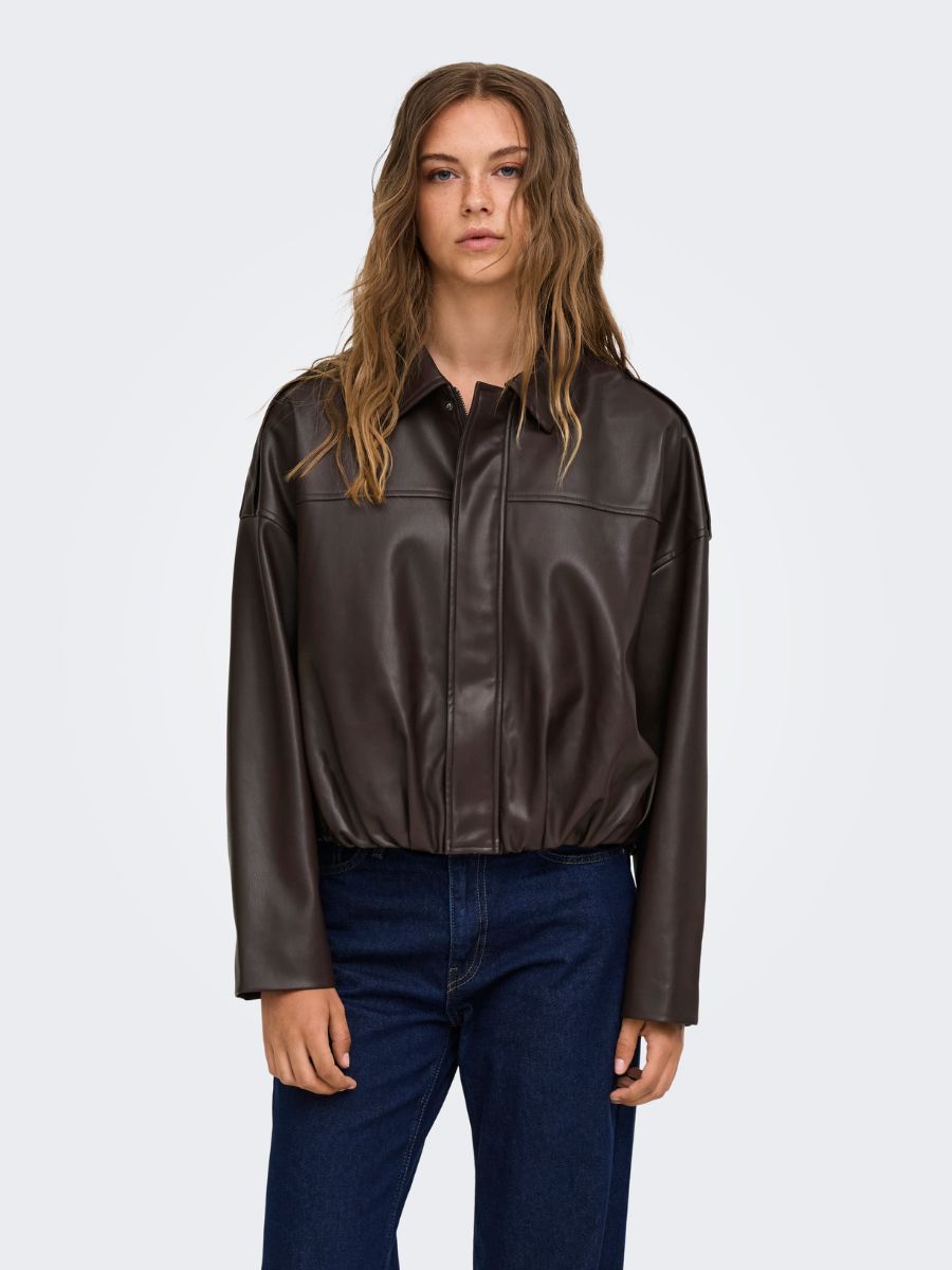 ONLY Moon-Neli Faux Leather Bomber Jacket