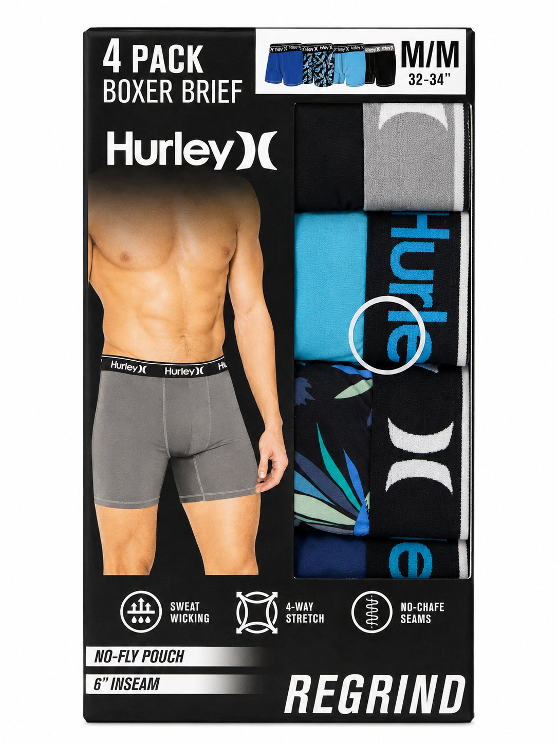 Hurley 4-Pack Regrind Boxer Brief