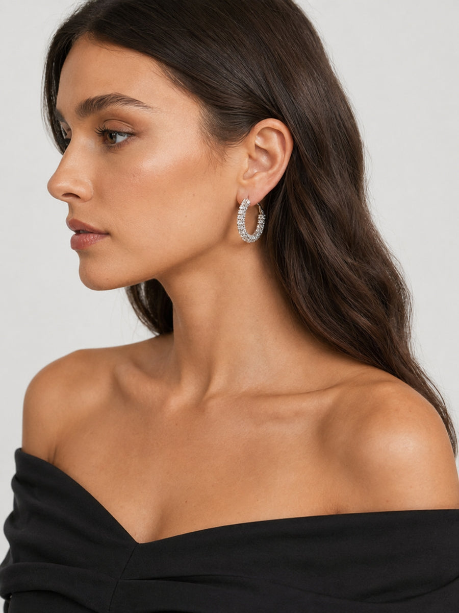 Medium Rhinestone Hoop Earrings