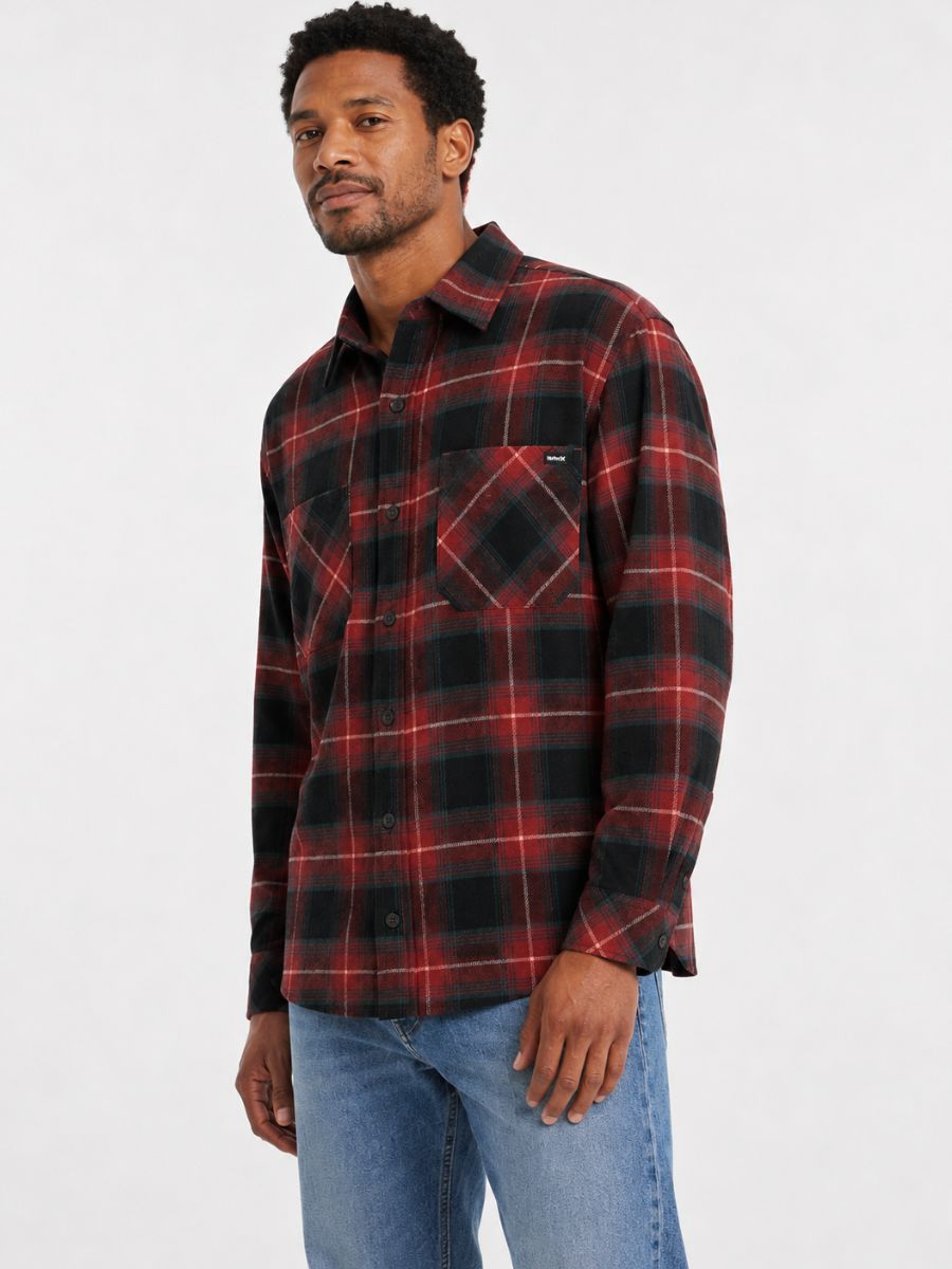 Hurley Felix Plaid Flannel Button Up Shirt by Hurley worn by model