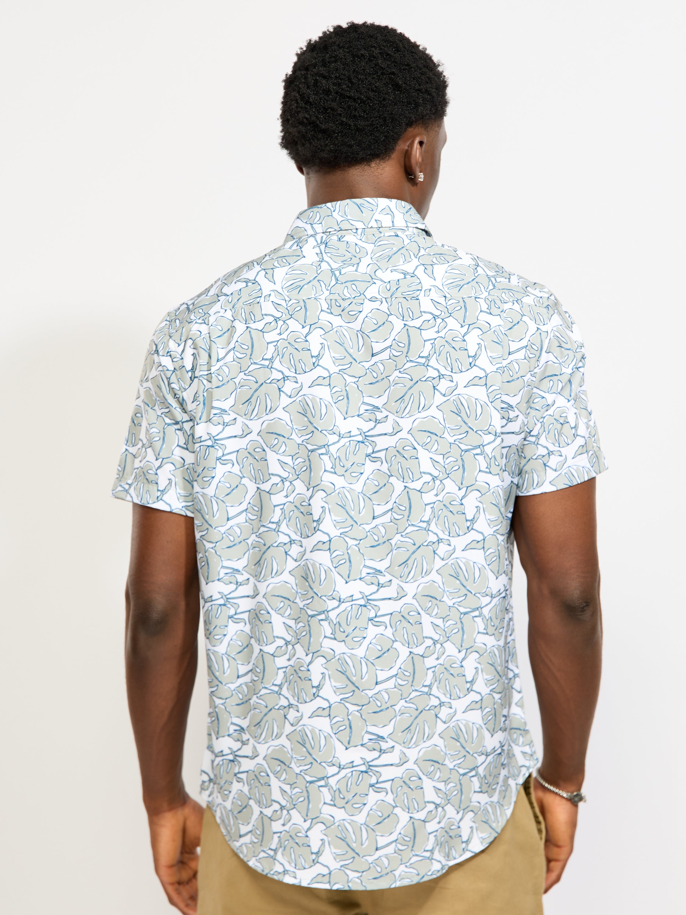 Palm Leaf Woven Sport Shirt