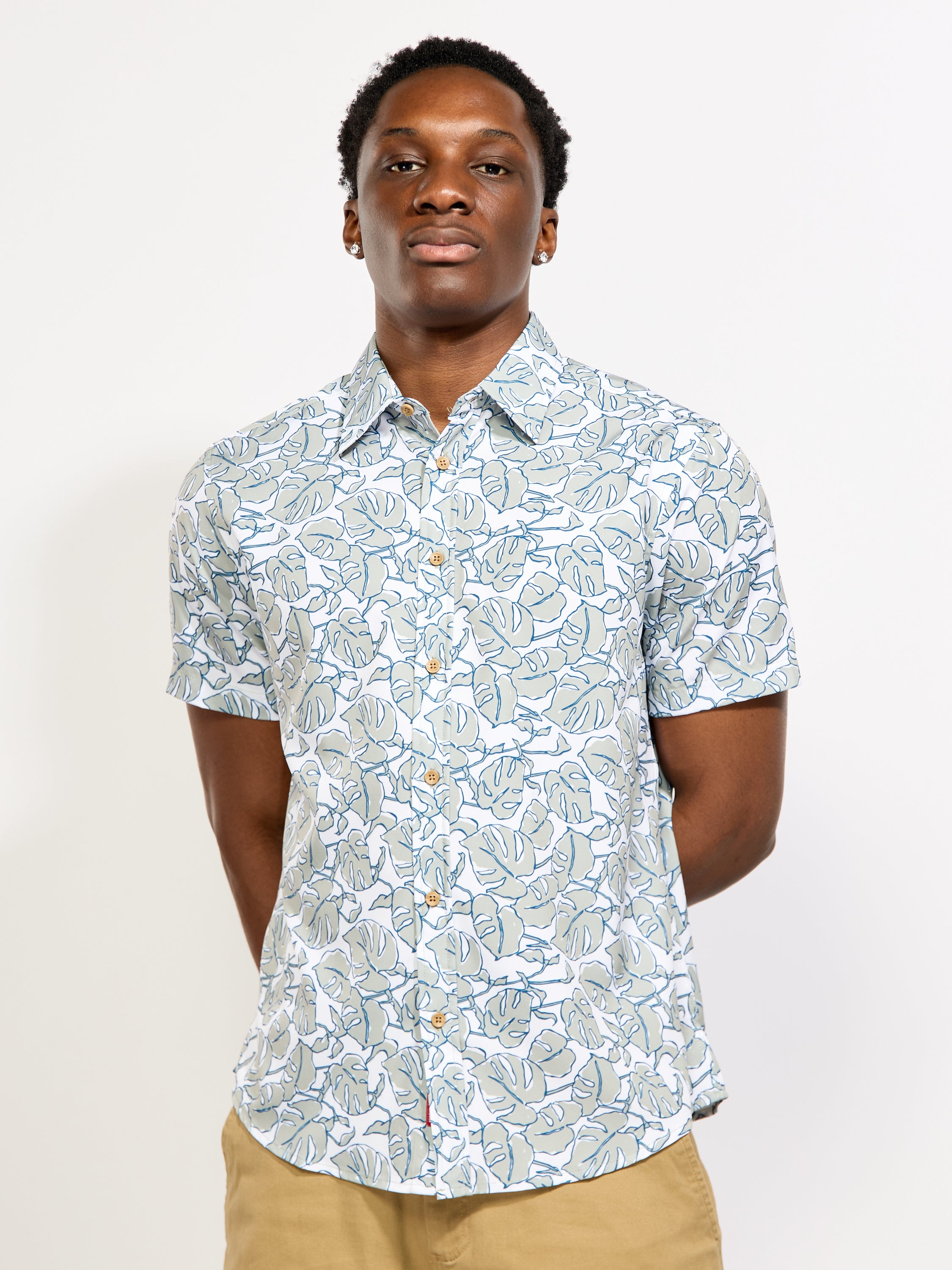 Palm Leaf Woven Sport Shirt