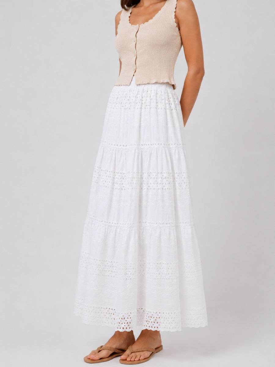 Amali Eyelet Woven Maxi Skirt