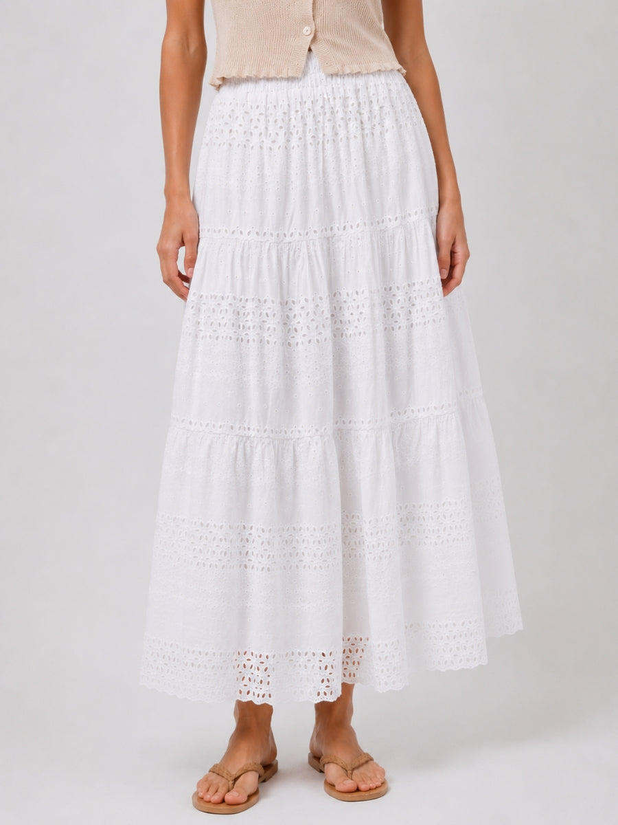 Amali Eyelet Woven Maxi Skirt
