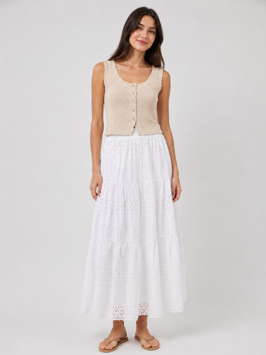 Amali Eyelet Woven Maxi Skirt