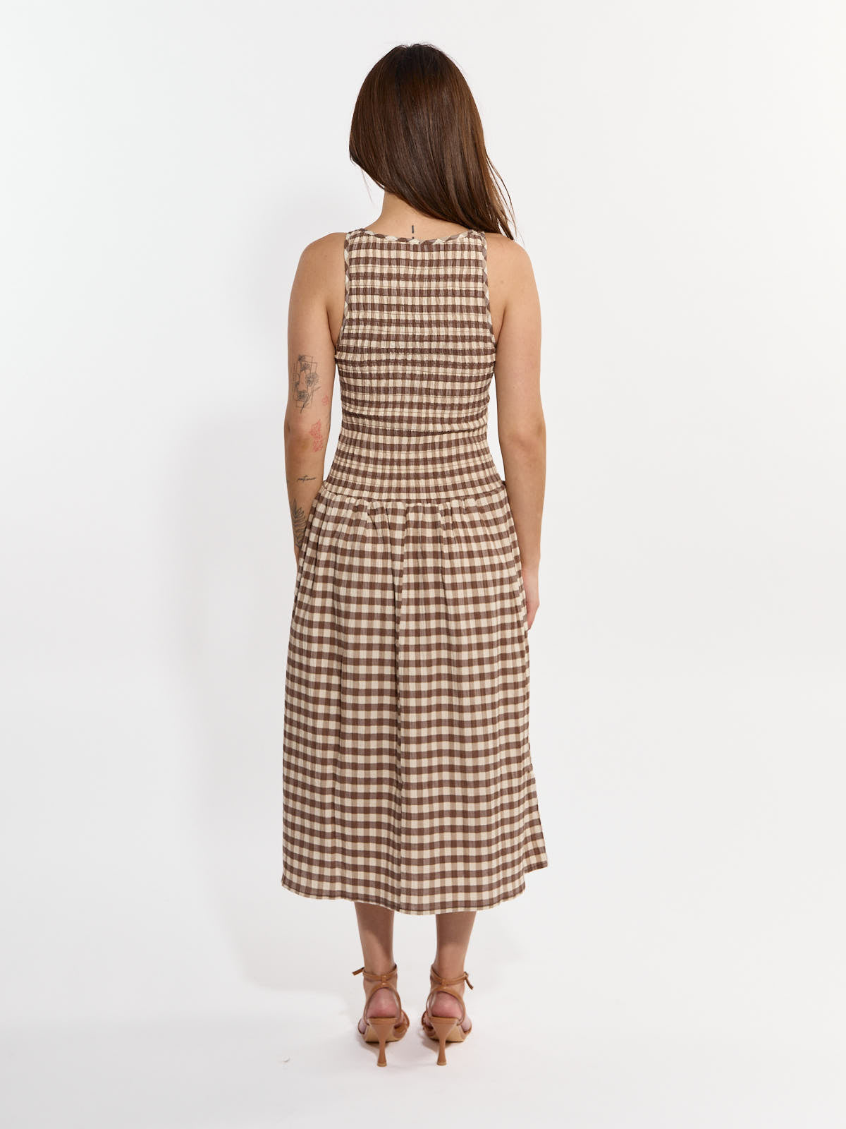 Millie Gingham Smocked Midi Dress