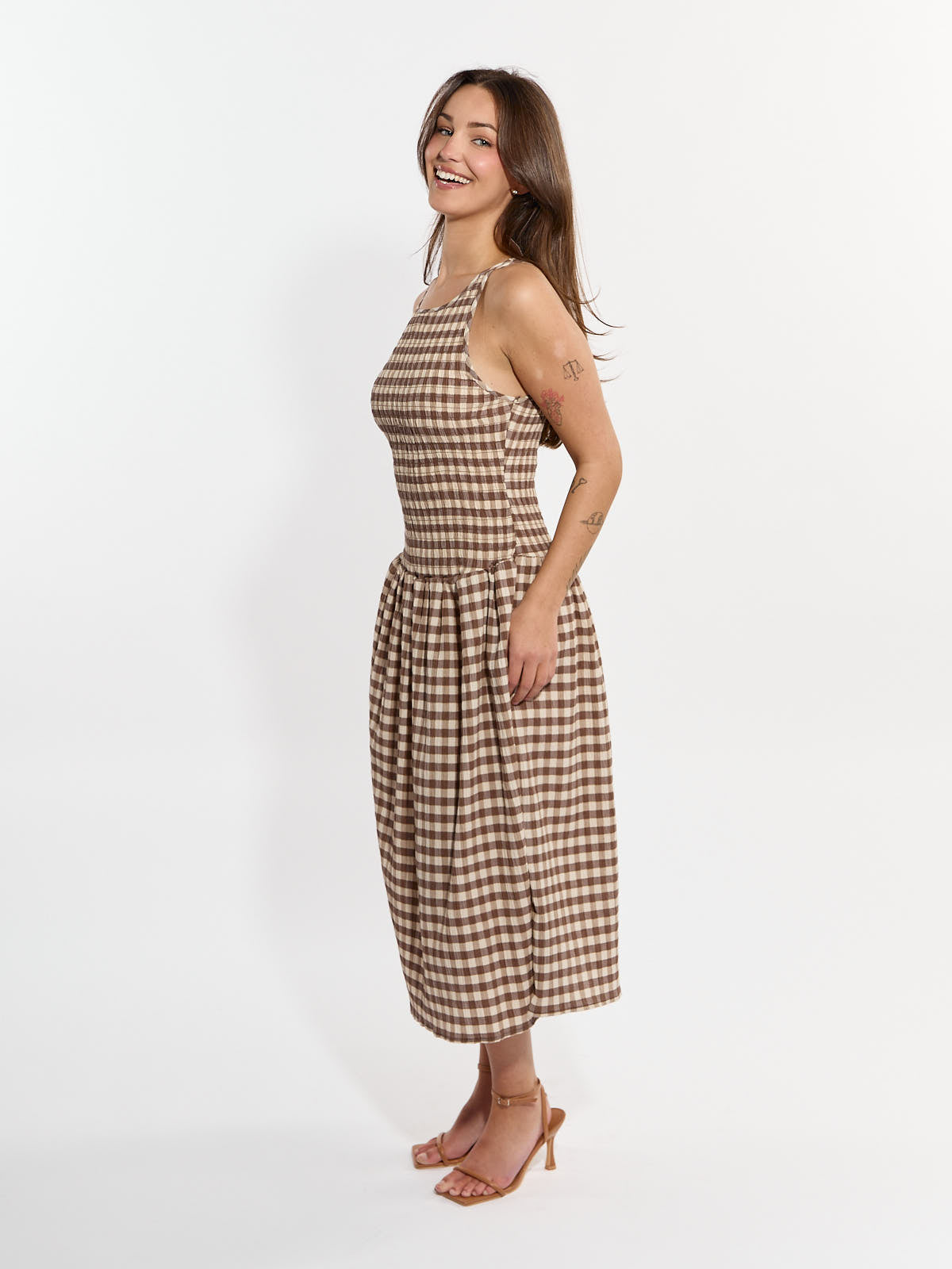 Millie Gingham Smocked Midi Dress
