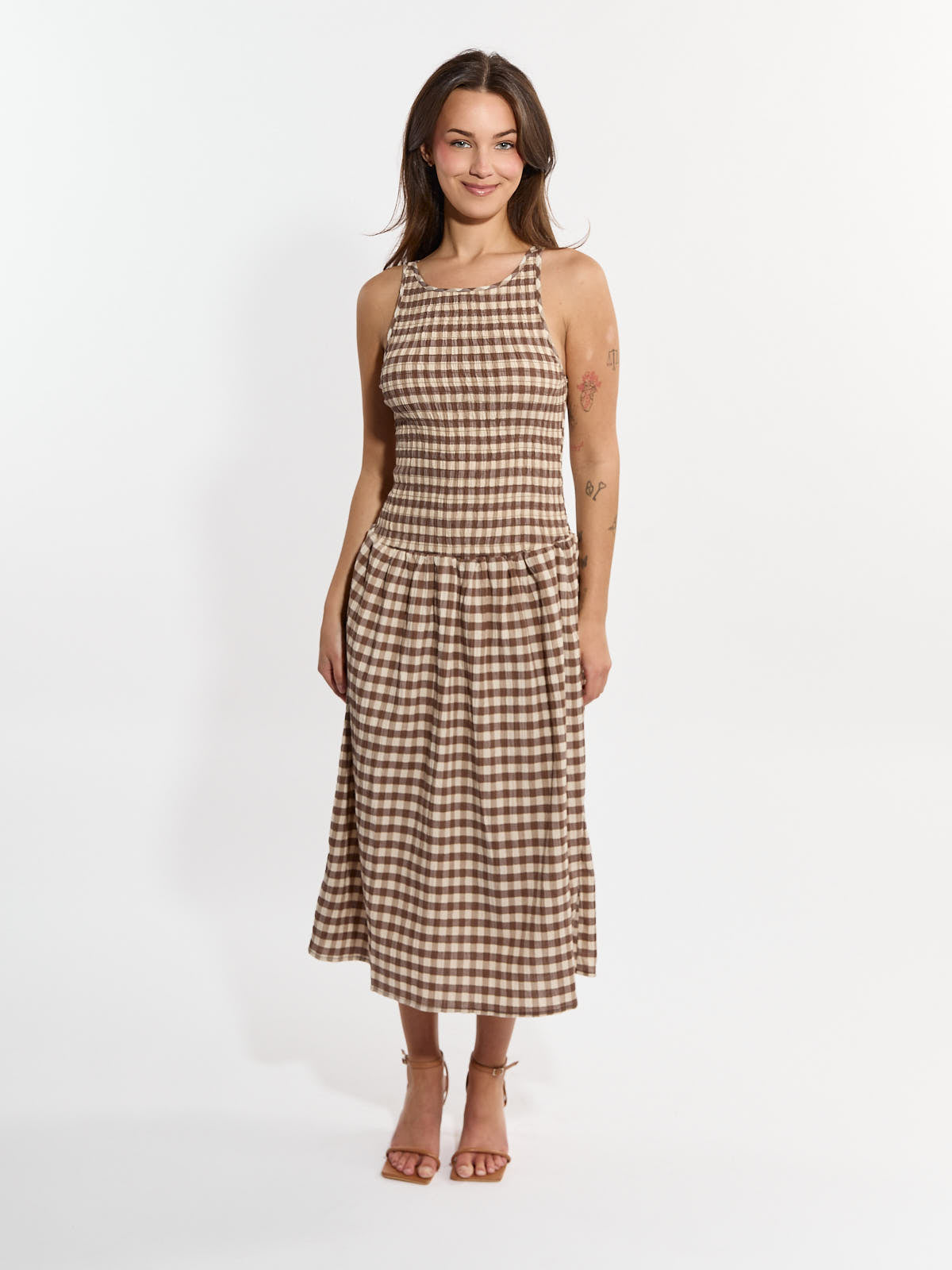 Millie Gingham Smocked Midi Dress