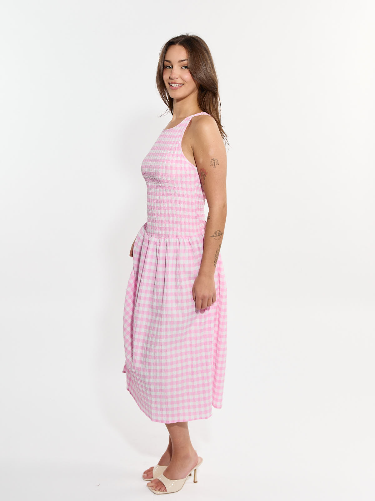 Millie Gingham Smocked Midi Dress