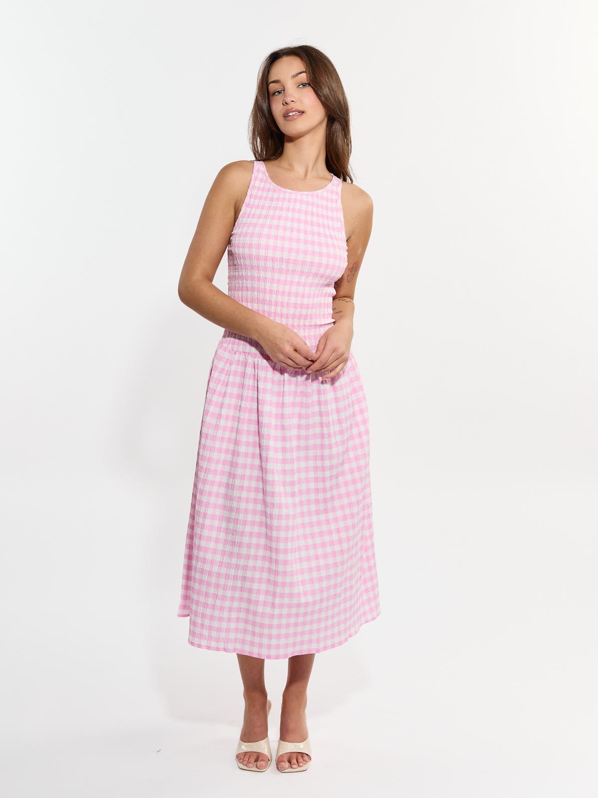 Millie Gingham Smocked Midi Dress