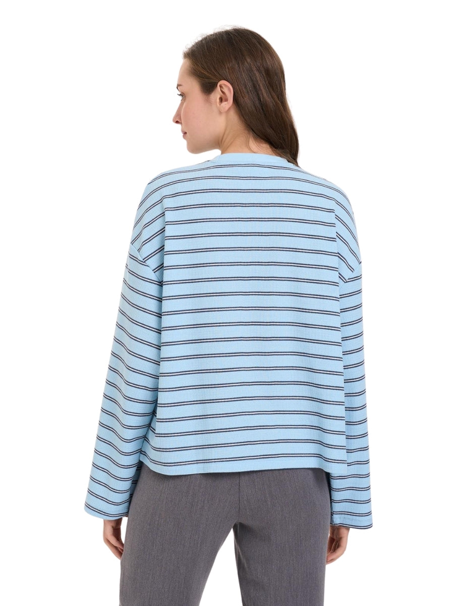 Waffle Long Sleeve Stripe Knit