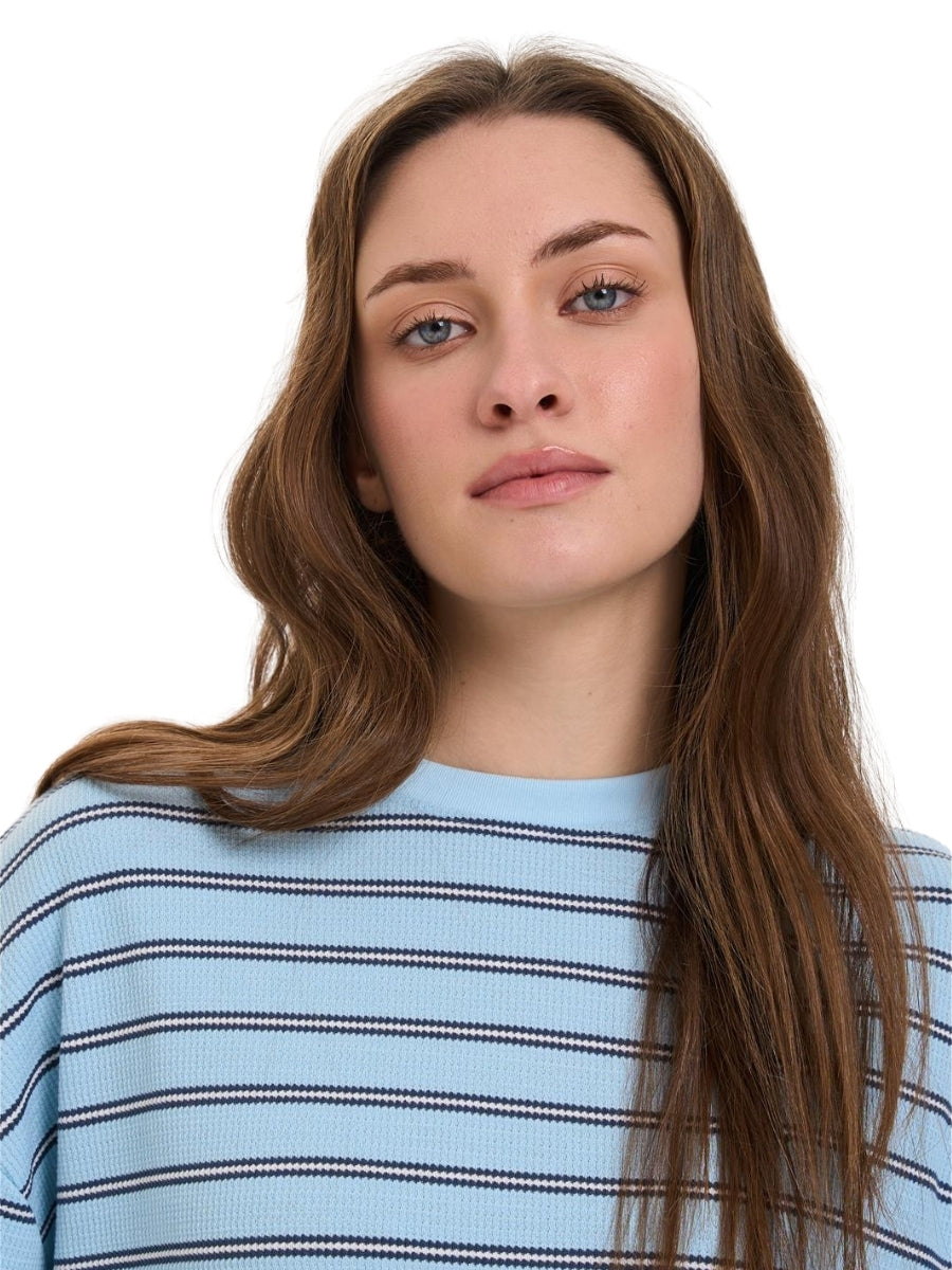 Waffle Long Sleeve Stripe Knit