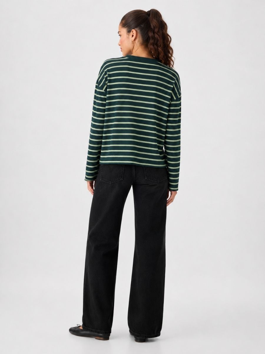 Waffle Long Sleeve Stripe Knit