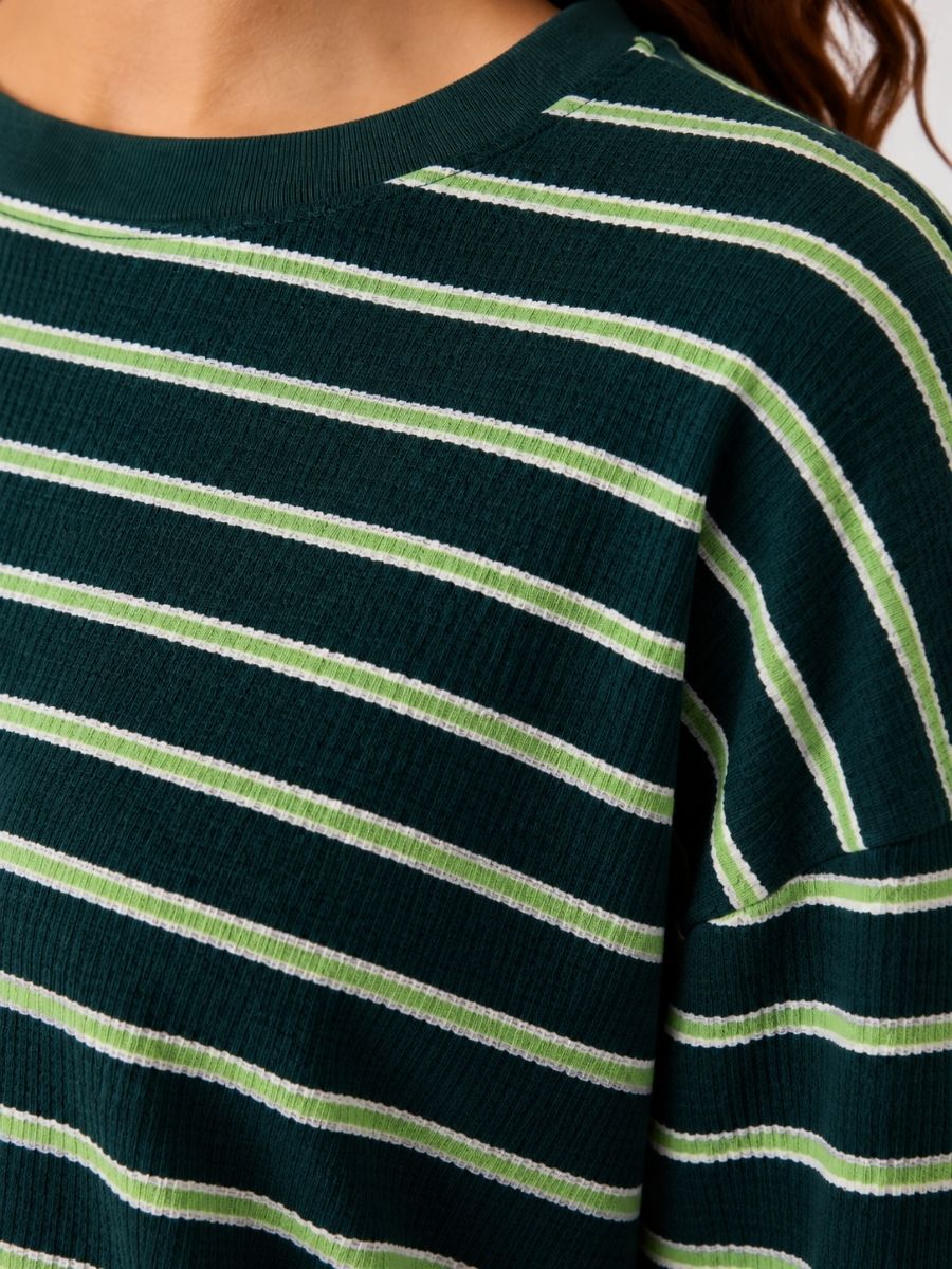 Waffle Long Sleeve Stripe Knit