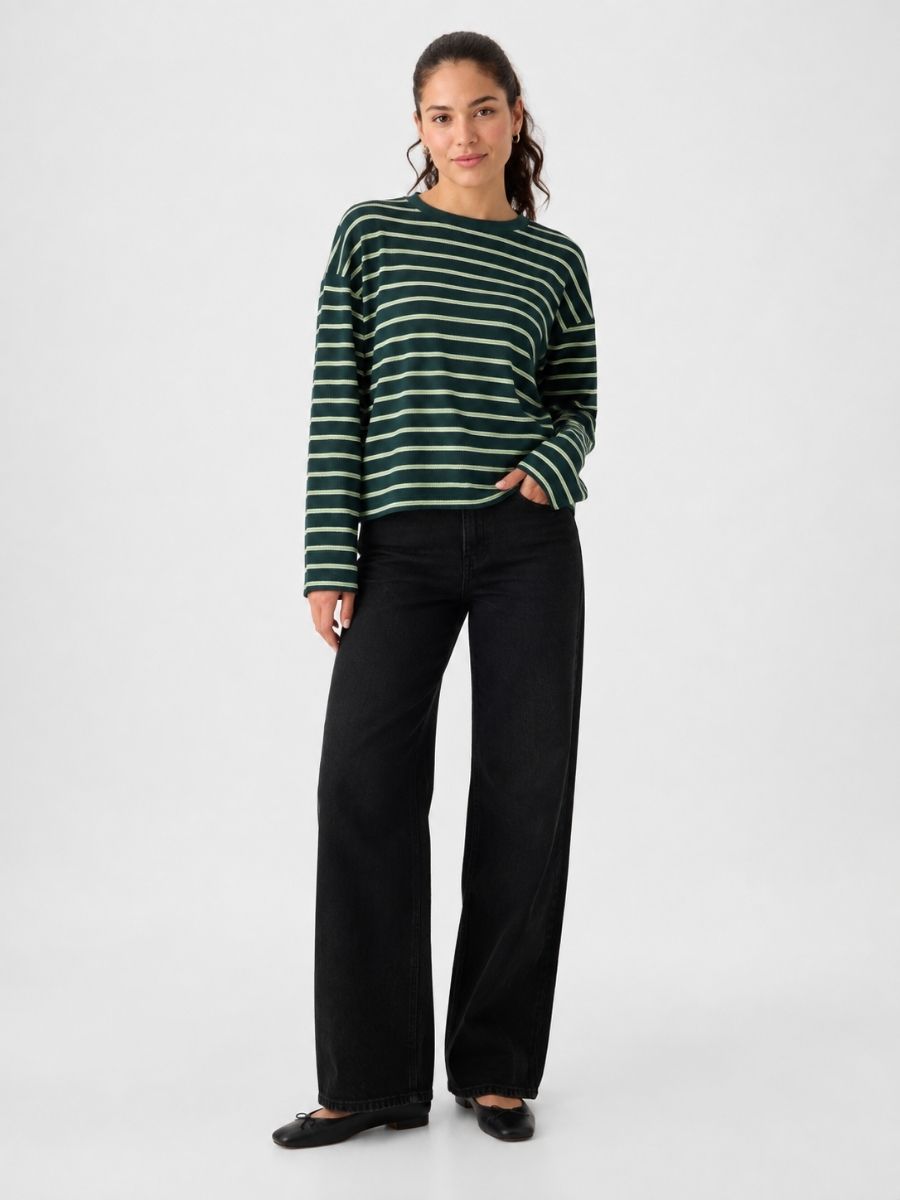 Waffle Long Sleeve Stripe Knit
