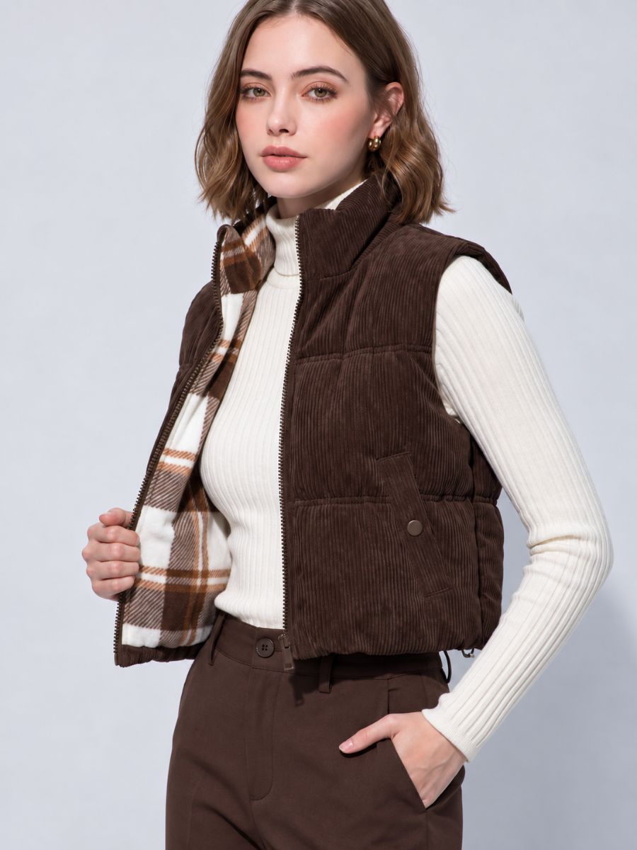 Corduroy + Plaid Reversible Vest