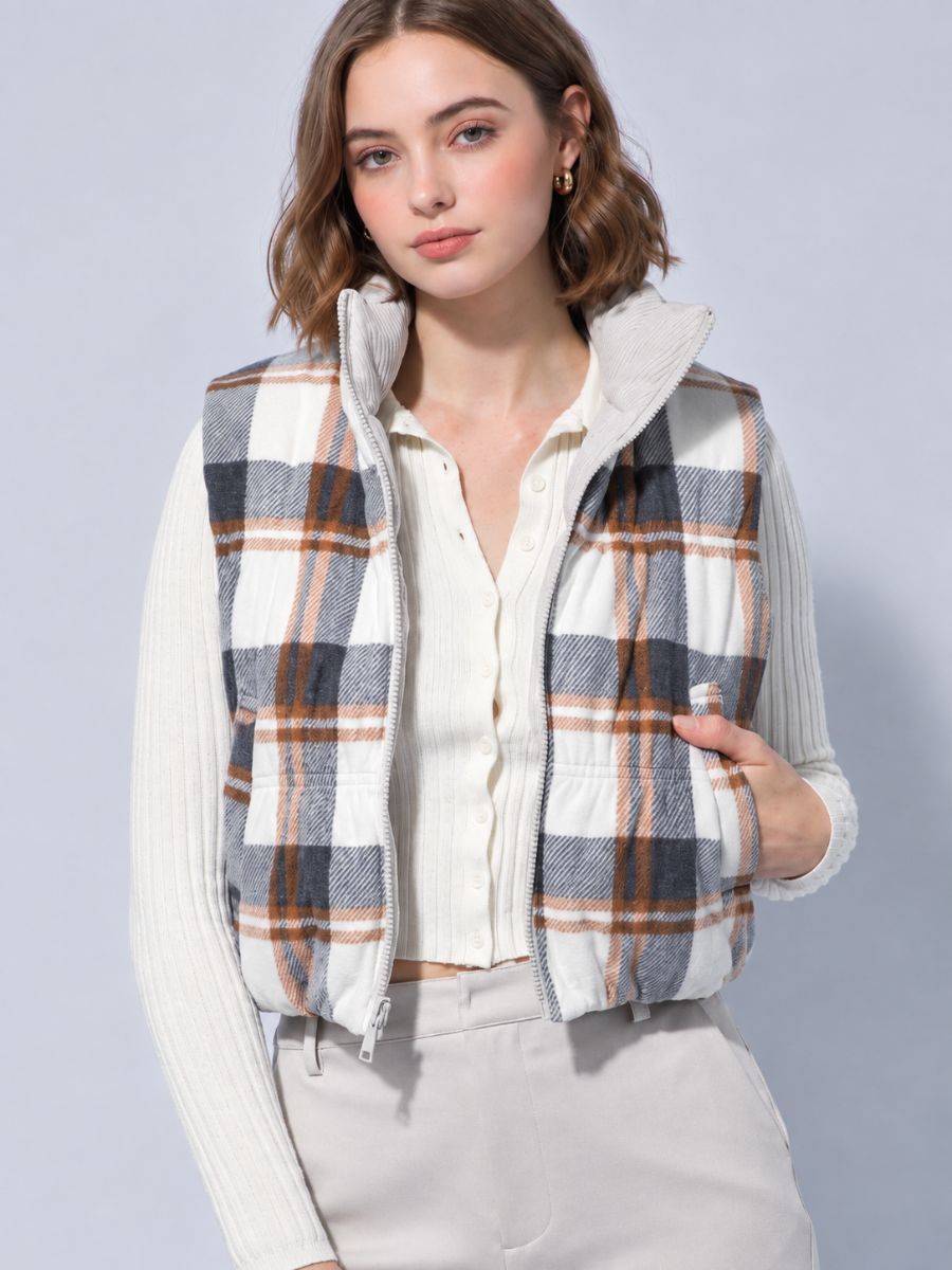 Corduroy + Plaid Reversible Vest