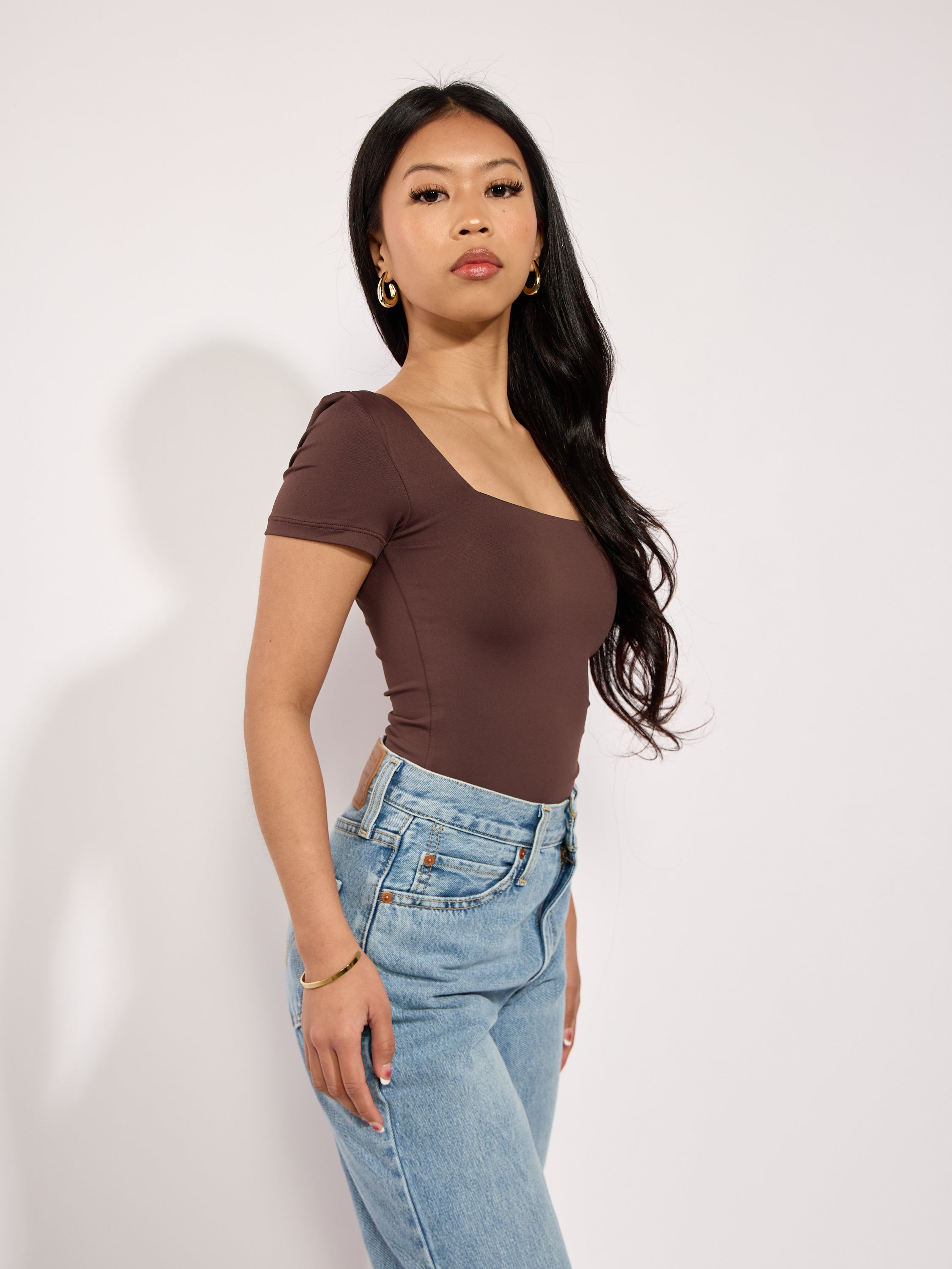 Second Skin Stacy Square Neck Short Sleeve Bodysuit