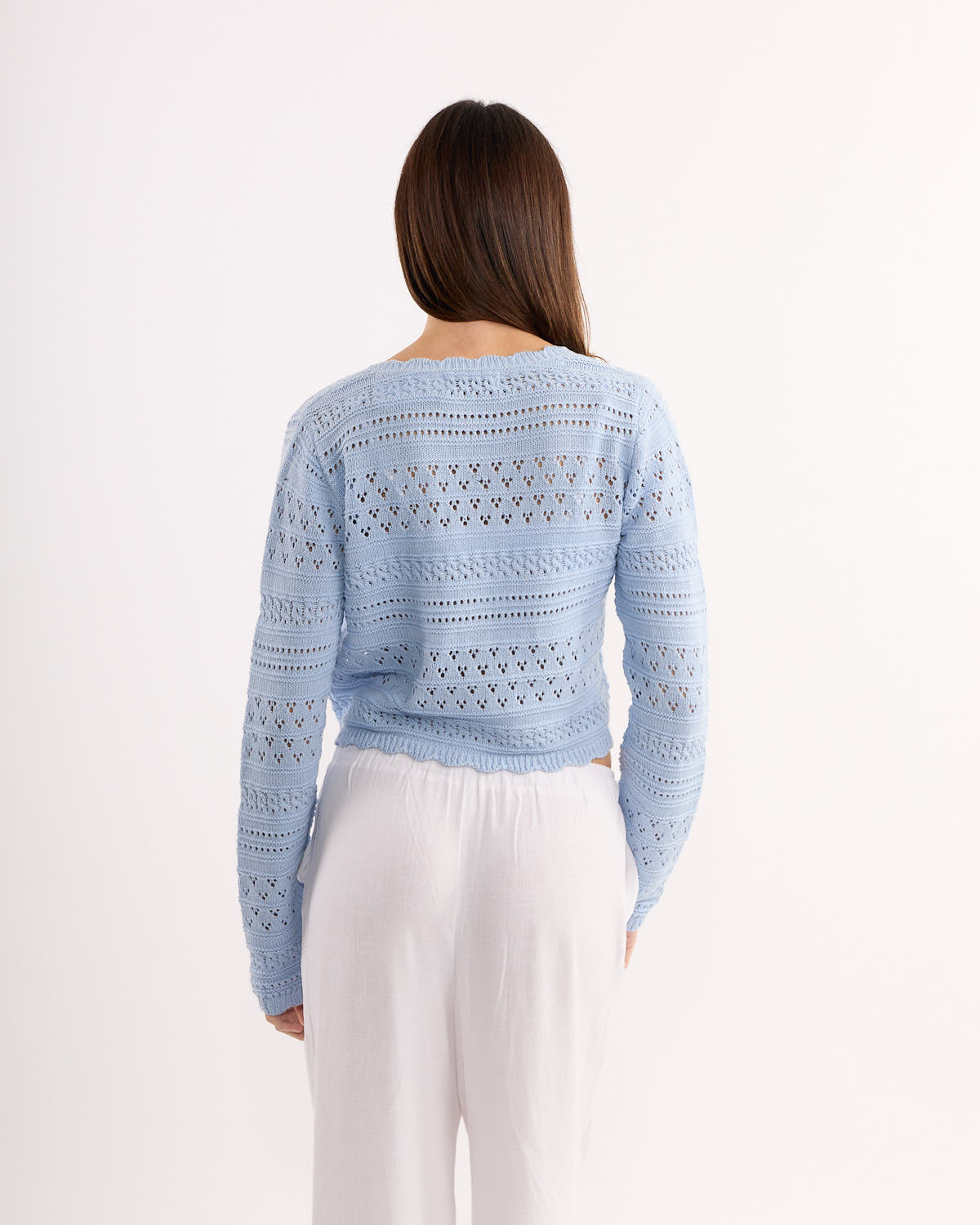 Monica Scallop Hem Long Sleeve Knit Cardigan