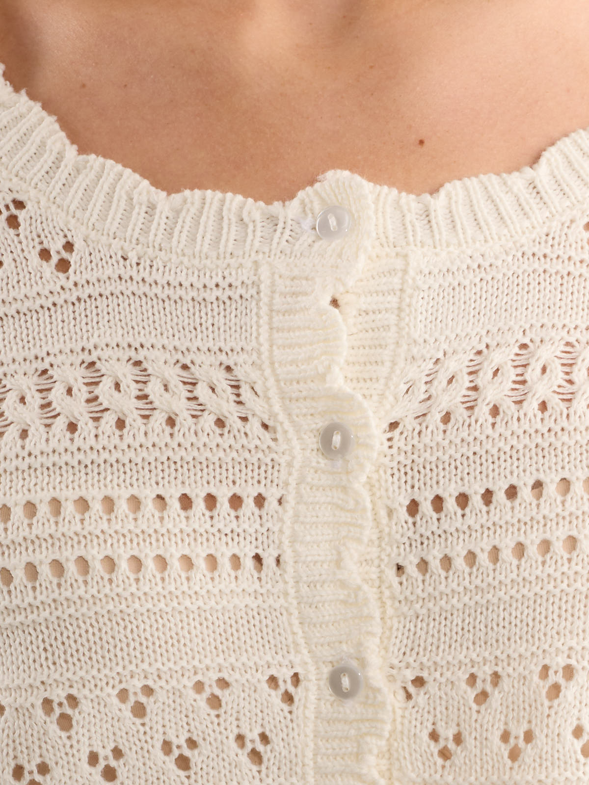 Monica Scallop Hem Long Sleeve Knit Cardigan