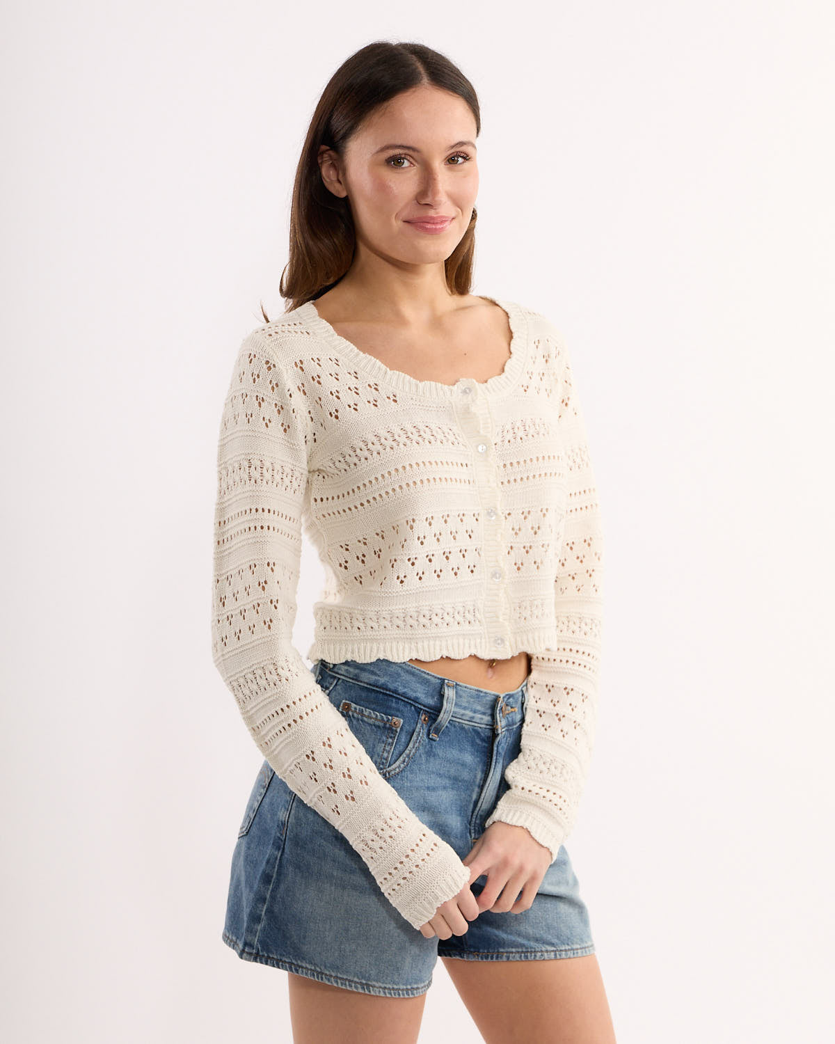 Monica Scallop Hem Long Sleeve Knit Top