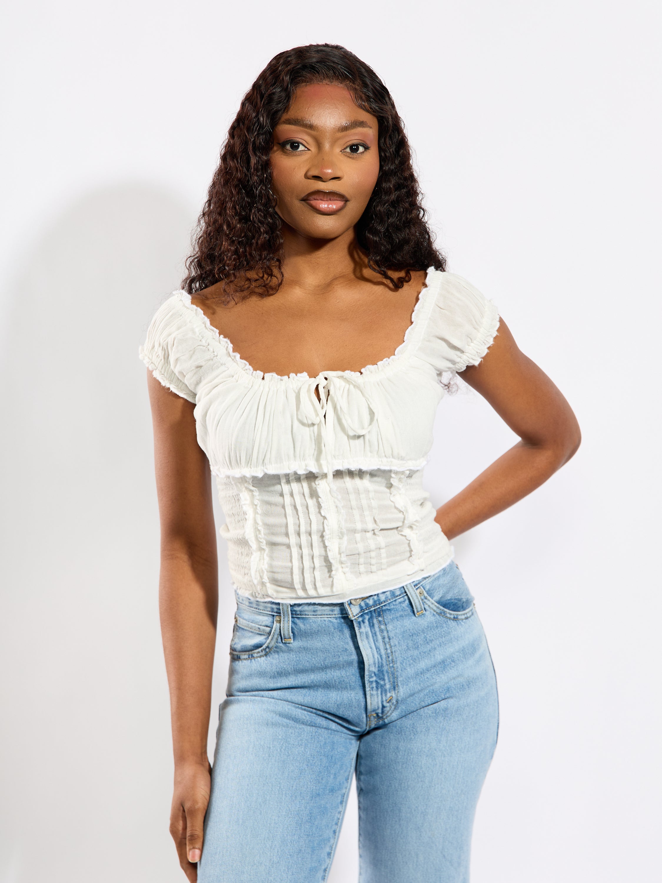 Mica Cotton Gauze Tie Top