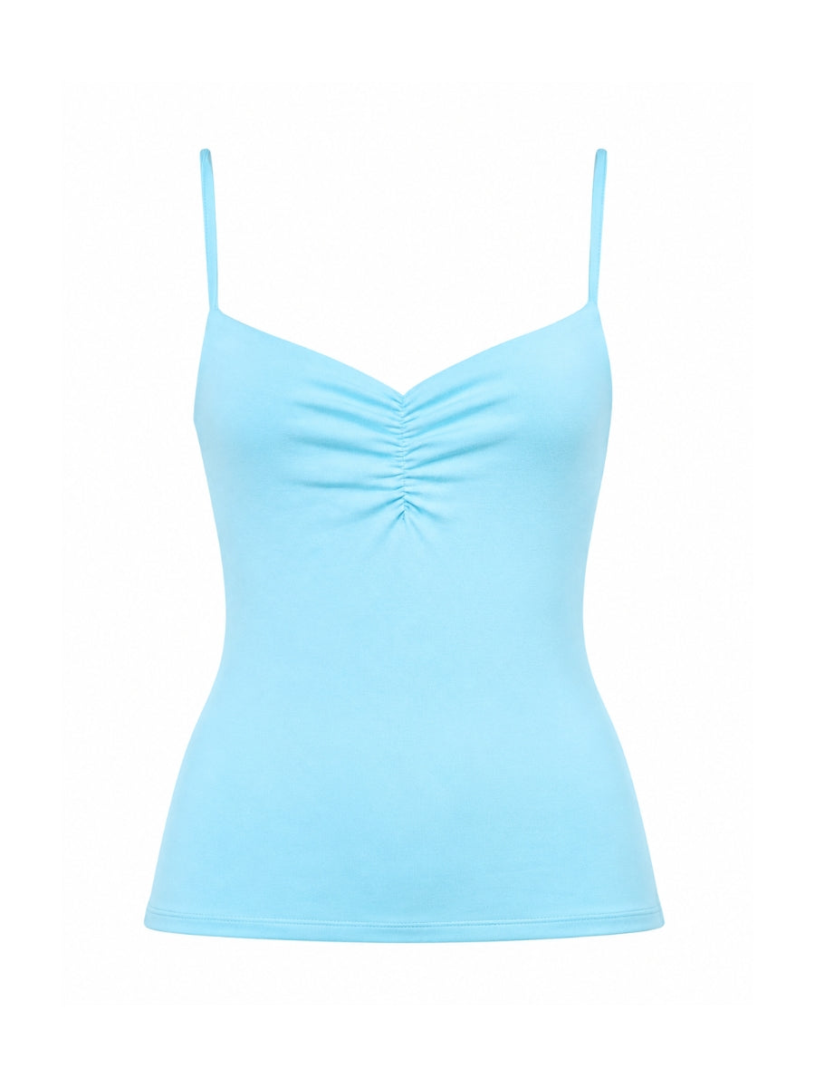 Second Skin Suzan Ruched Sleeveless Cotton Top