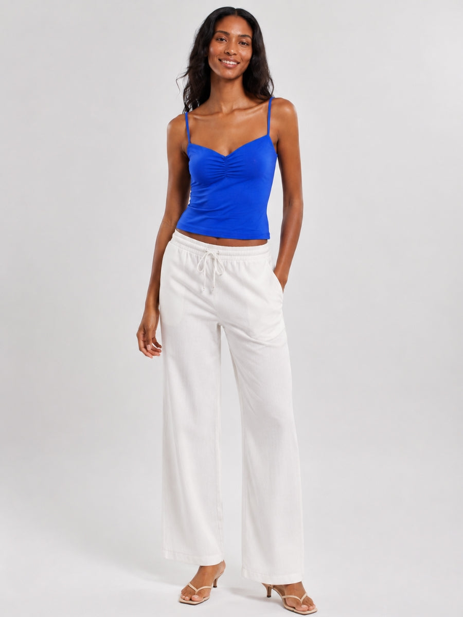 Second Skin Suzan Ruched Sleeveless Cotton Top