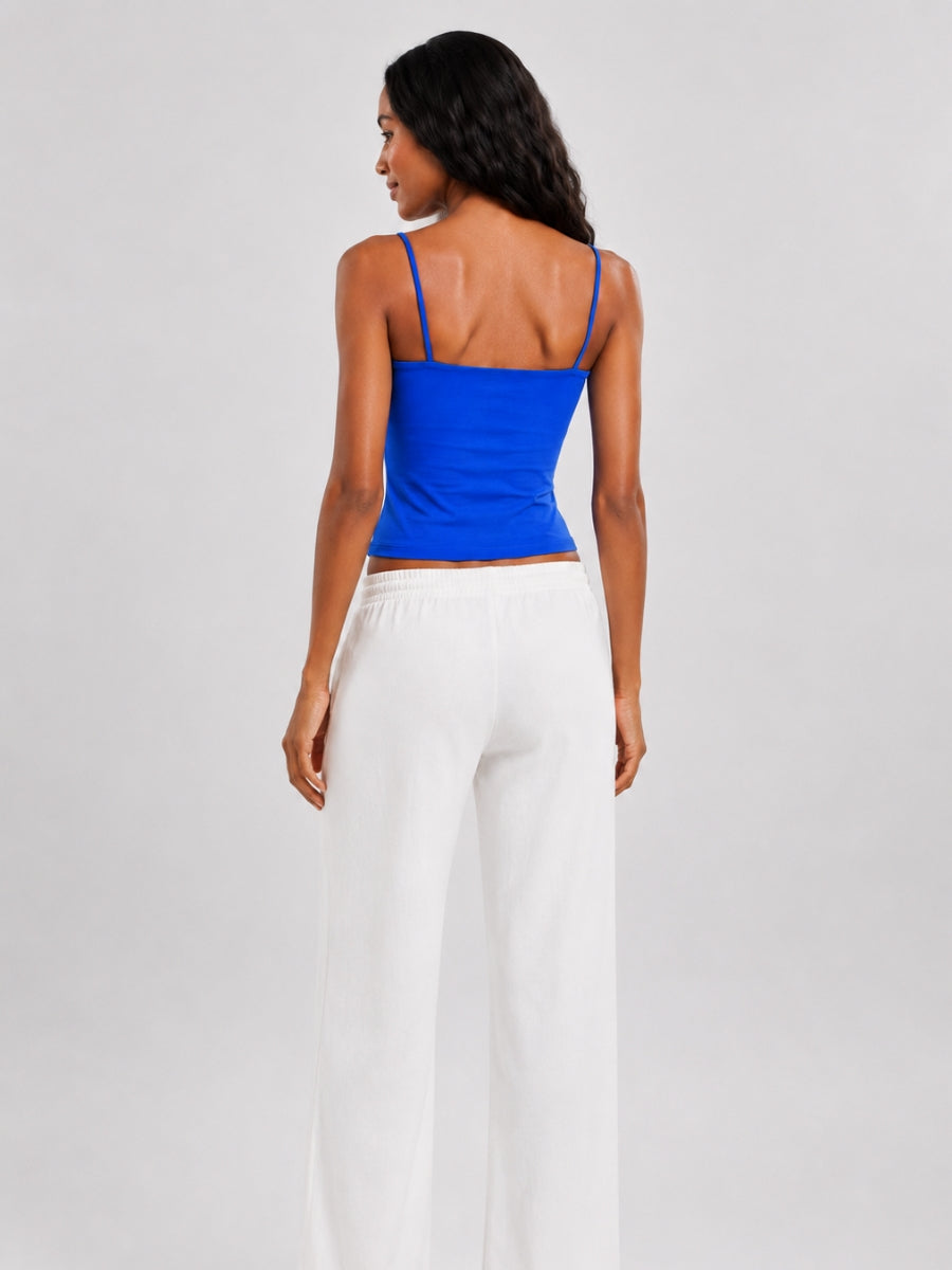 Second Skin Suzan Ruched Sleeveless Cotton Top