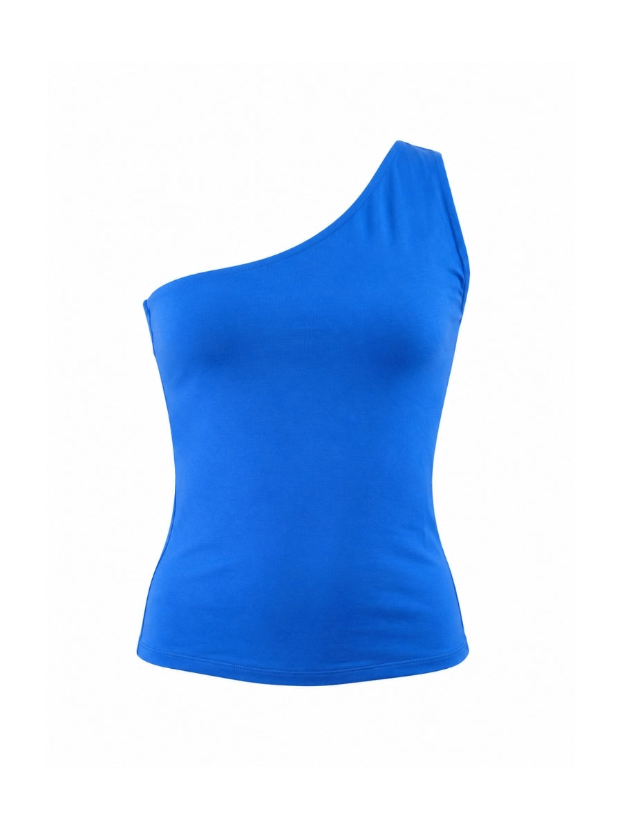 Second Skin Sunny Sleeveless One Shoulder Cotton Top