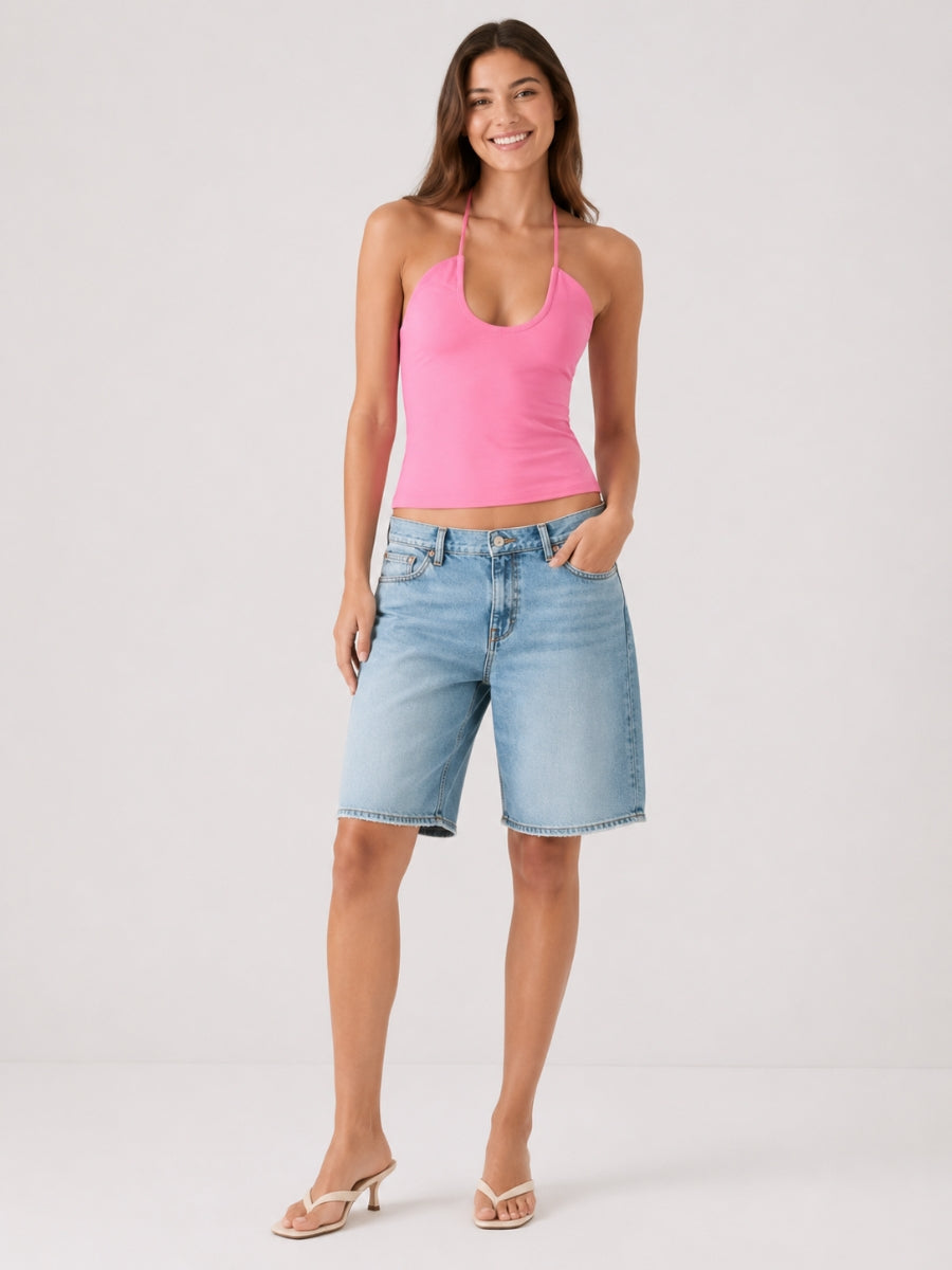 Second Skin Teo Halter Cotton Short Sleeve Top