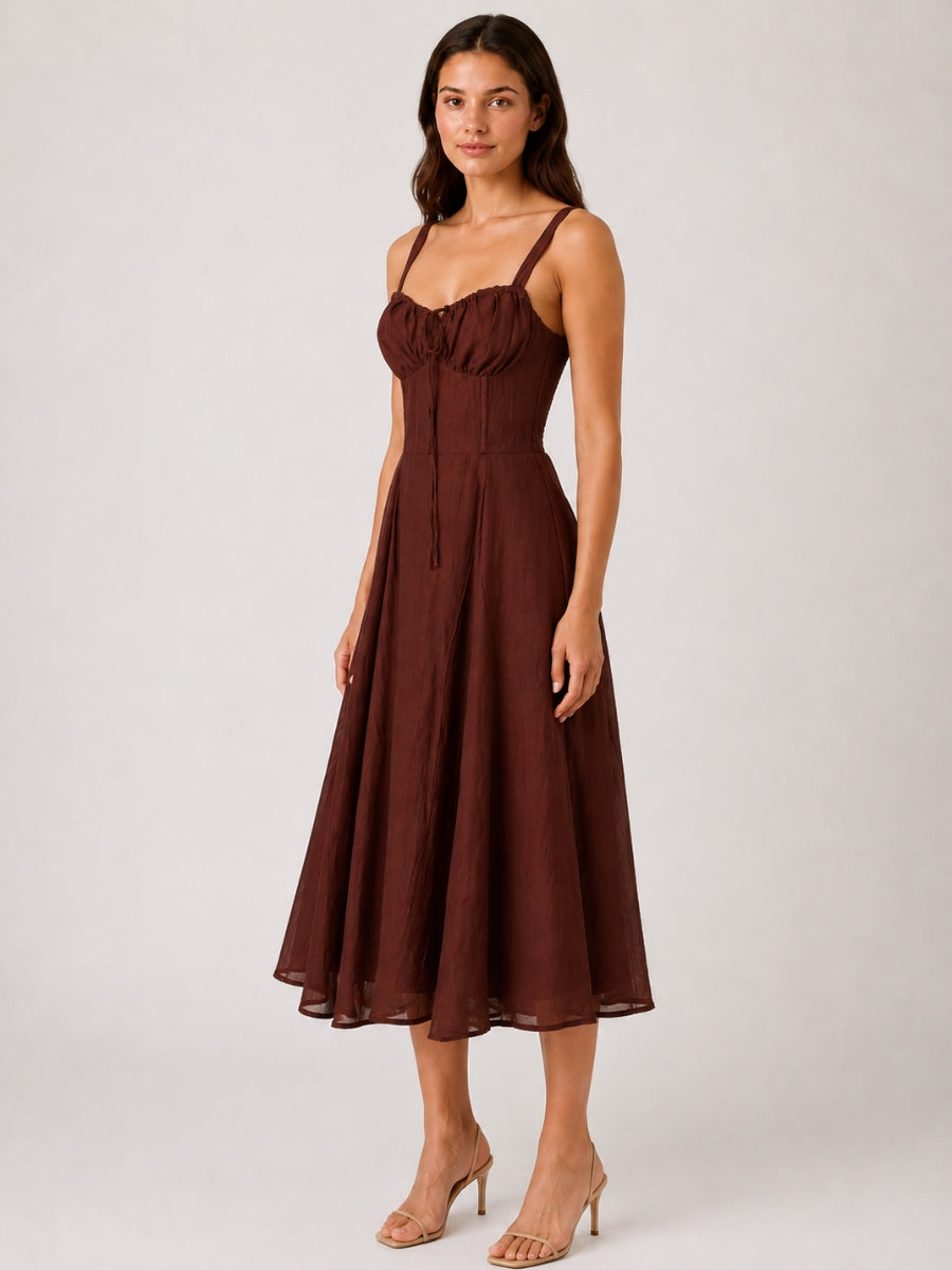 Payton Front Tie Corset Midi Dress