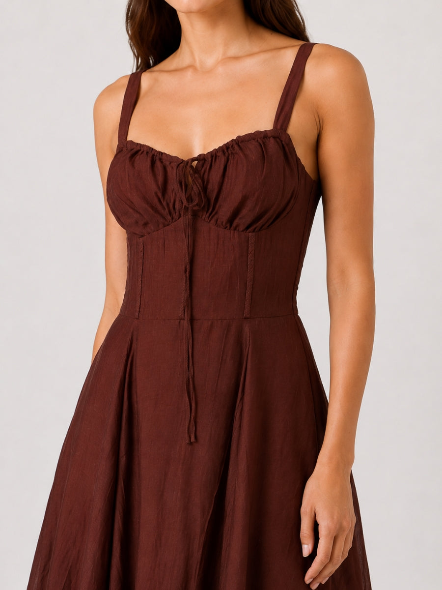 Payton Front Tie Corset Midi Dress
