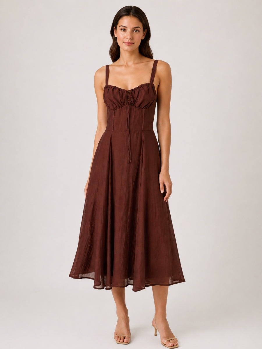 Payton Front Tie Corset Midi Dress