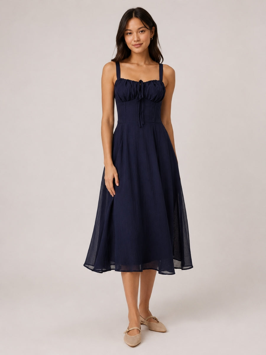 Payton Front Tie Corset Midi Dress