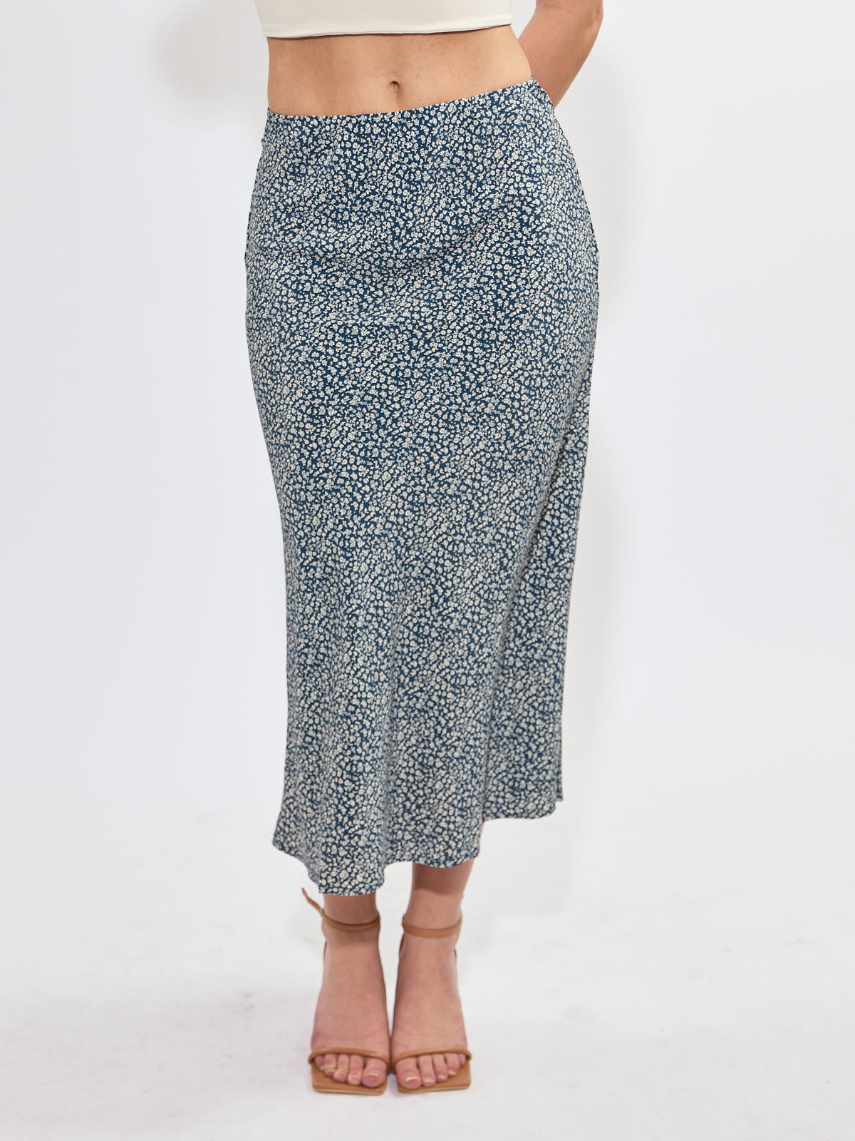 Mixed Midi Floral Skirt