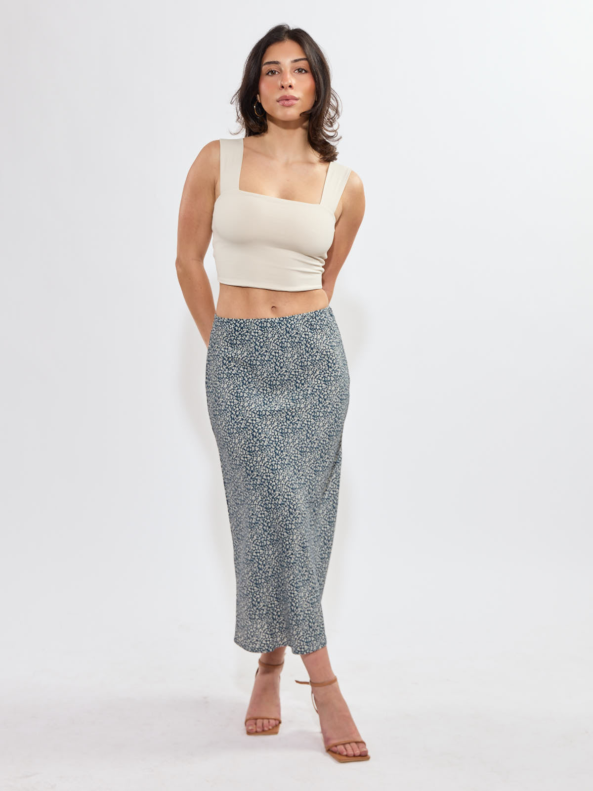 Mixed Midi Floral Skirt