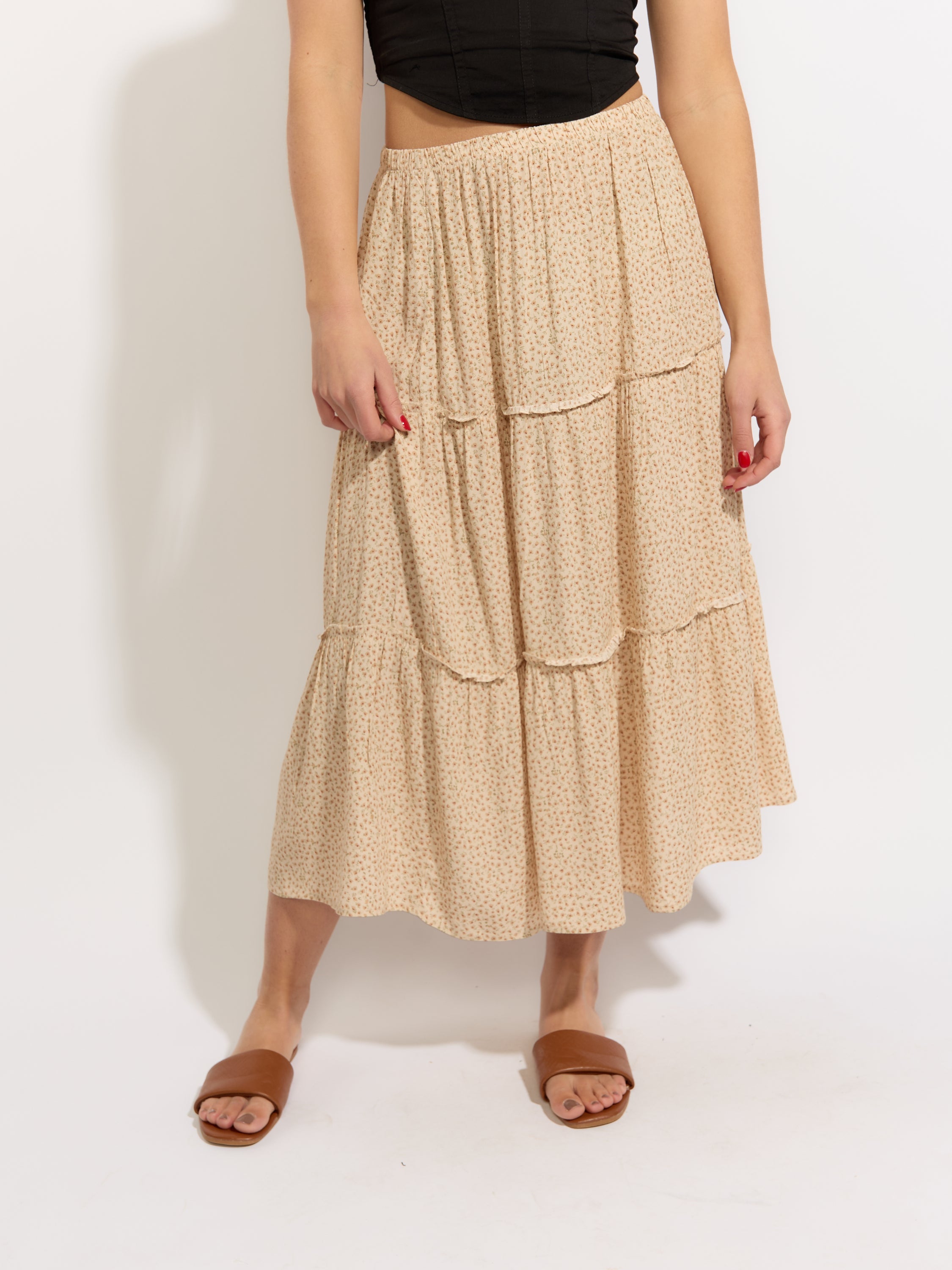 Floral Midi Length Skirt